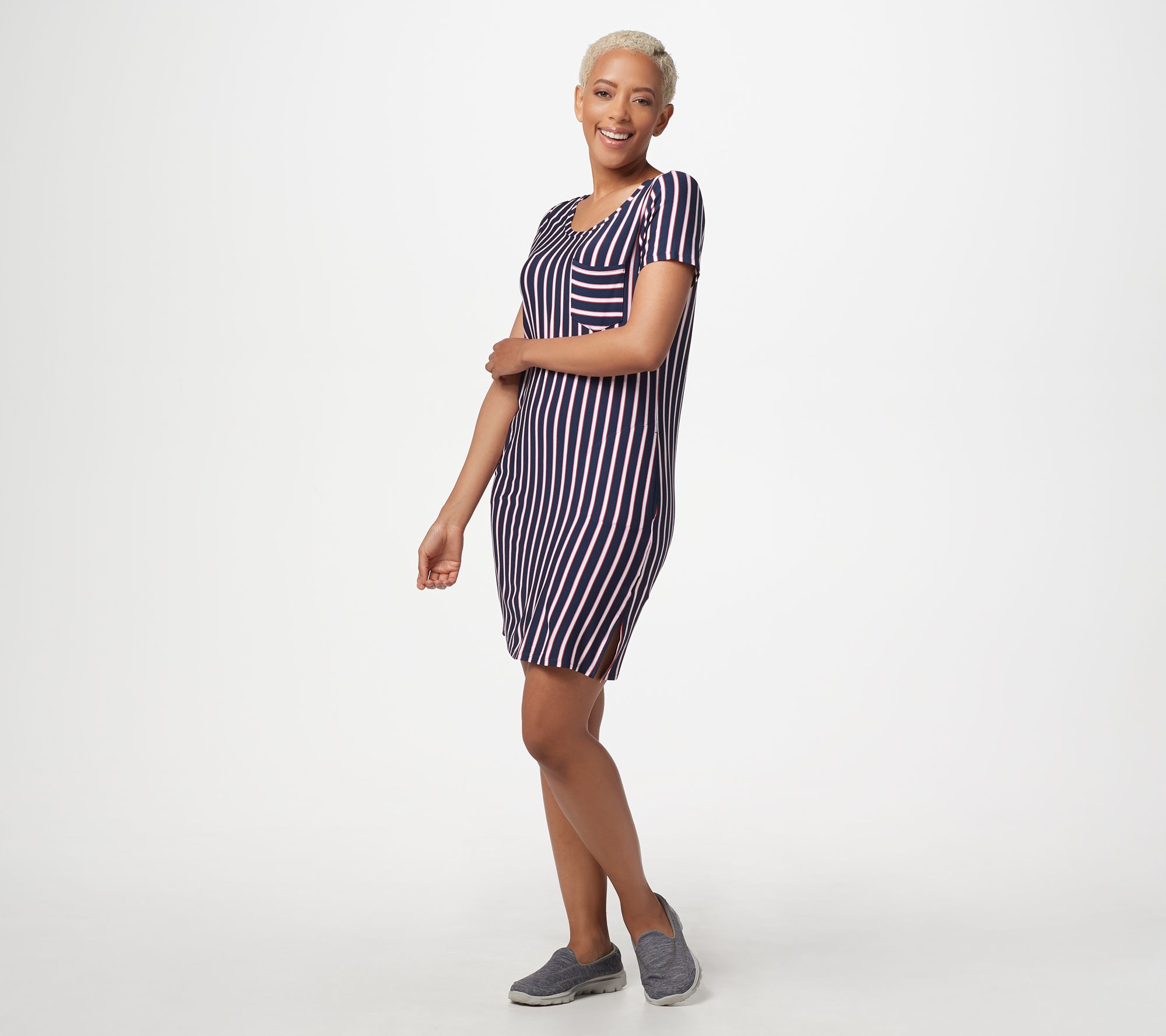 As Is Skechers Apparel Short- Sleeve Striped Renewal Dress 