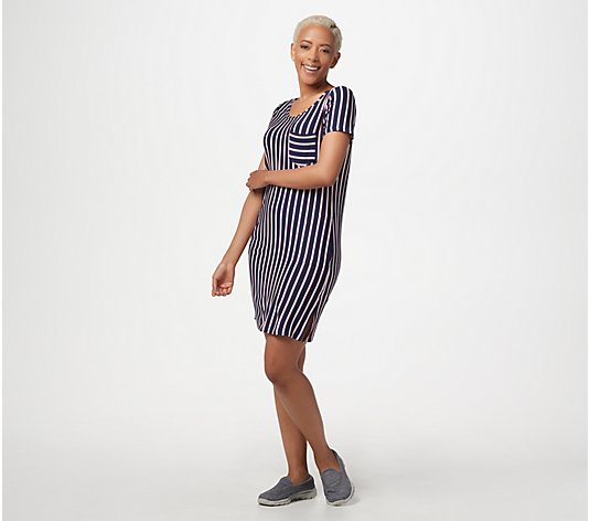 As Is Skechers Apparel Short- Sleeve Striped Renewal Dress 