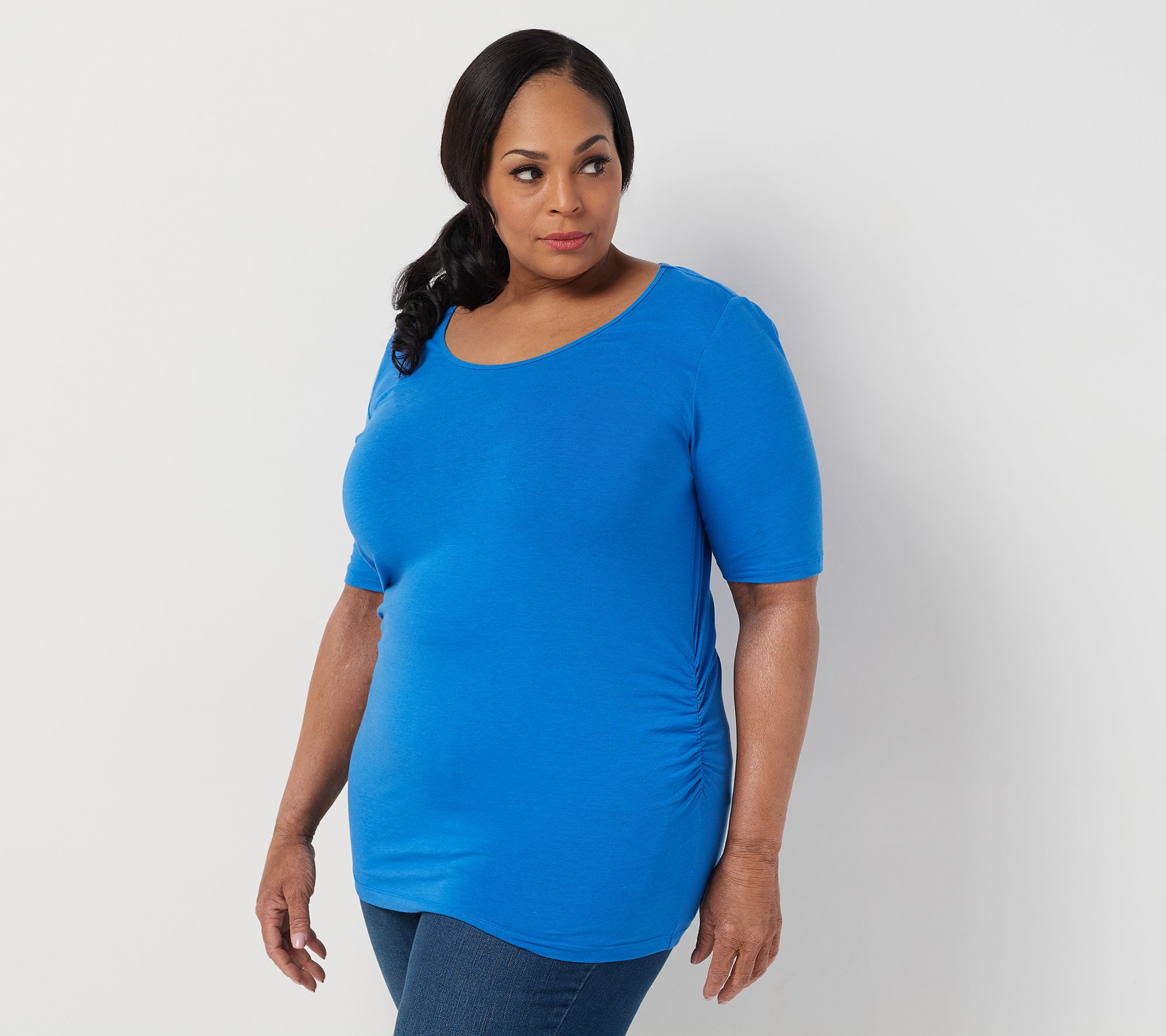 All Worthy Hunter McGrady Knit Top w/ Ruched Sides - QVC.com