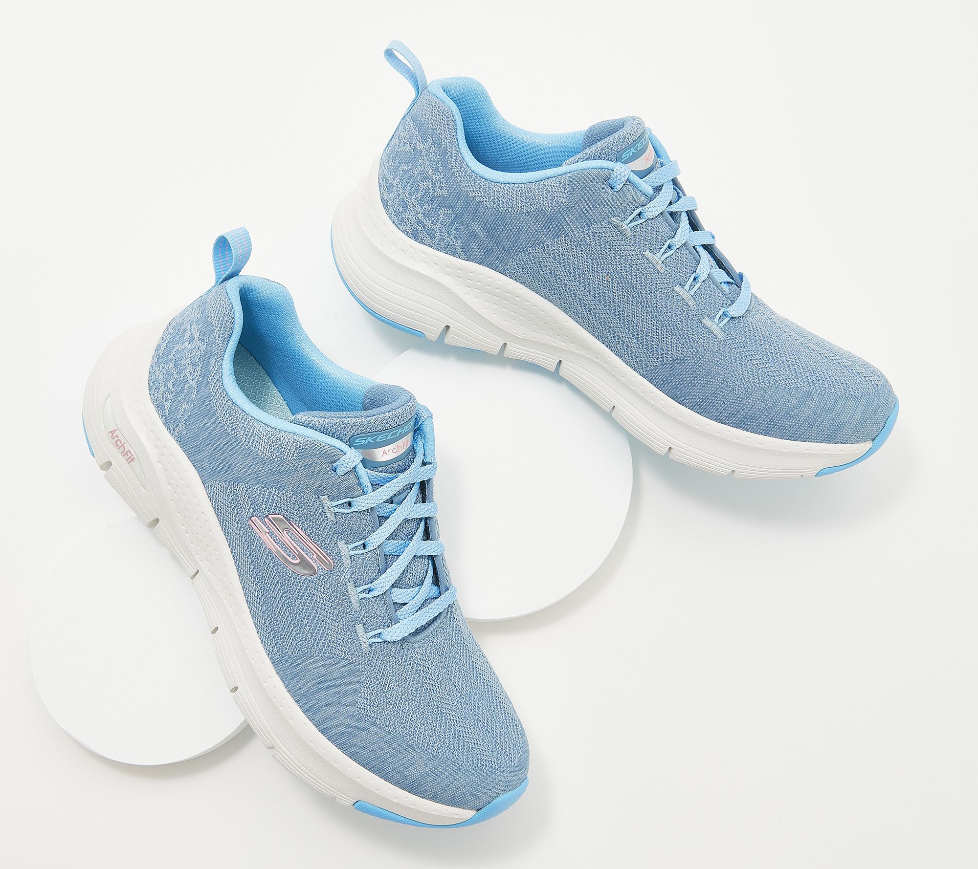 Skechers Washable Knit Lace-Up Arch Fit Sneakers - Comfy Wave