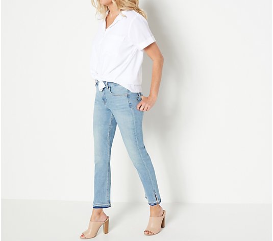 Jen7 by 7 for All Mankind Ankle Straight Jeans with Released Hem
