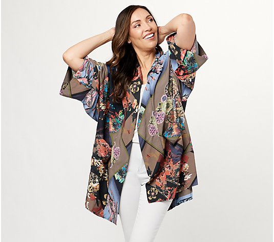 Tolani Collection Printed Open Front Woven Wrap