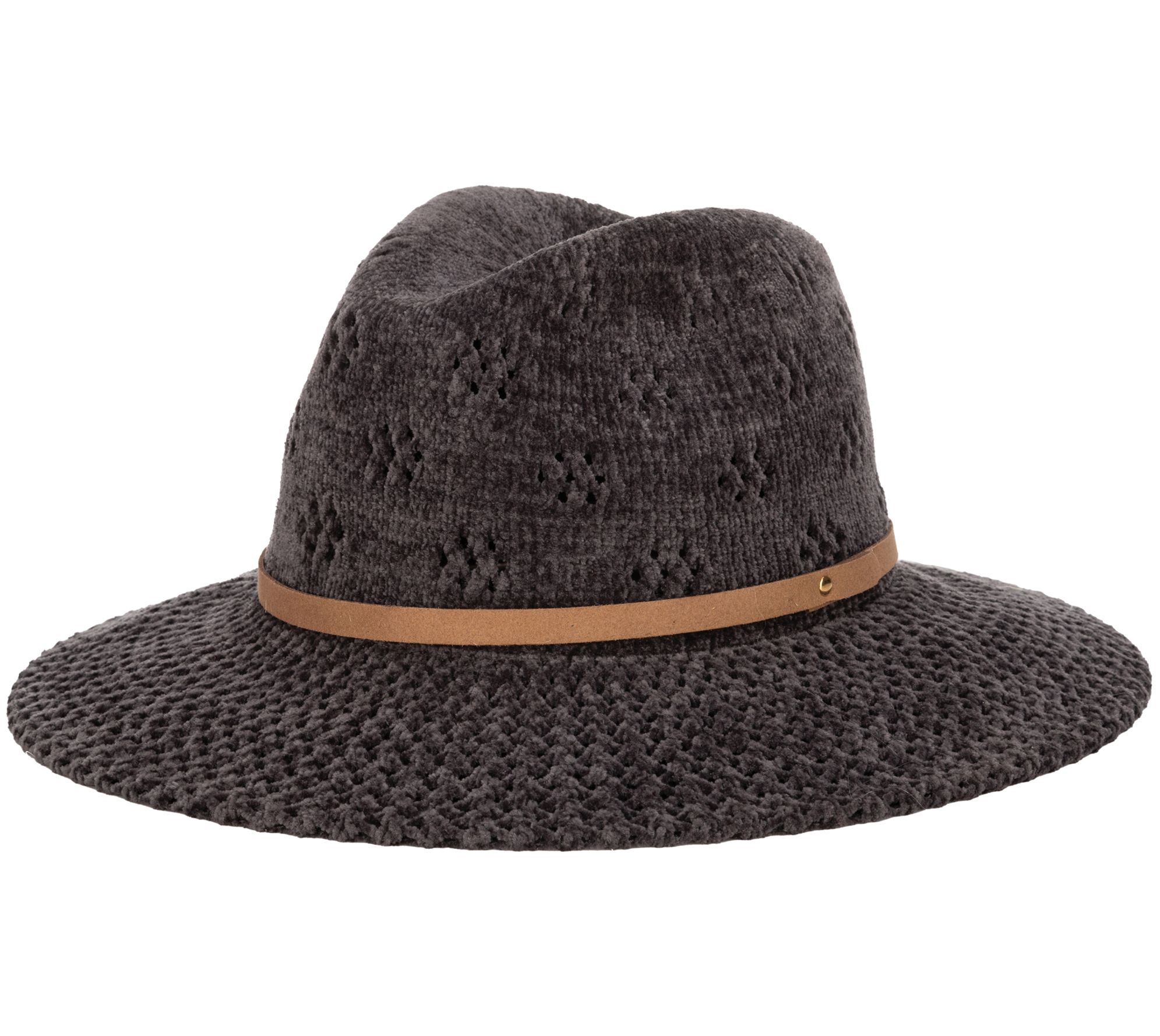 San Diego Hat Co. Knit Chenille Fedora with Floral Pattern
