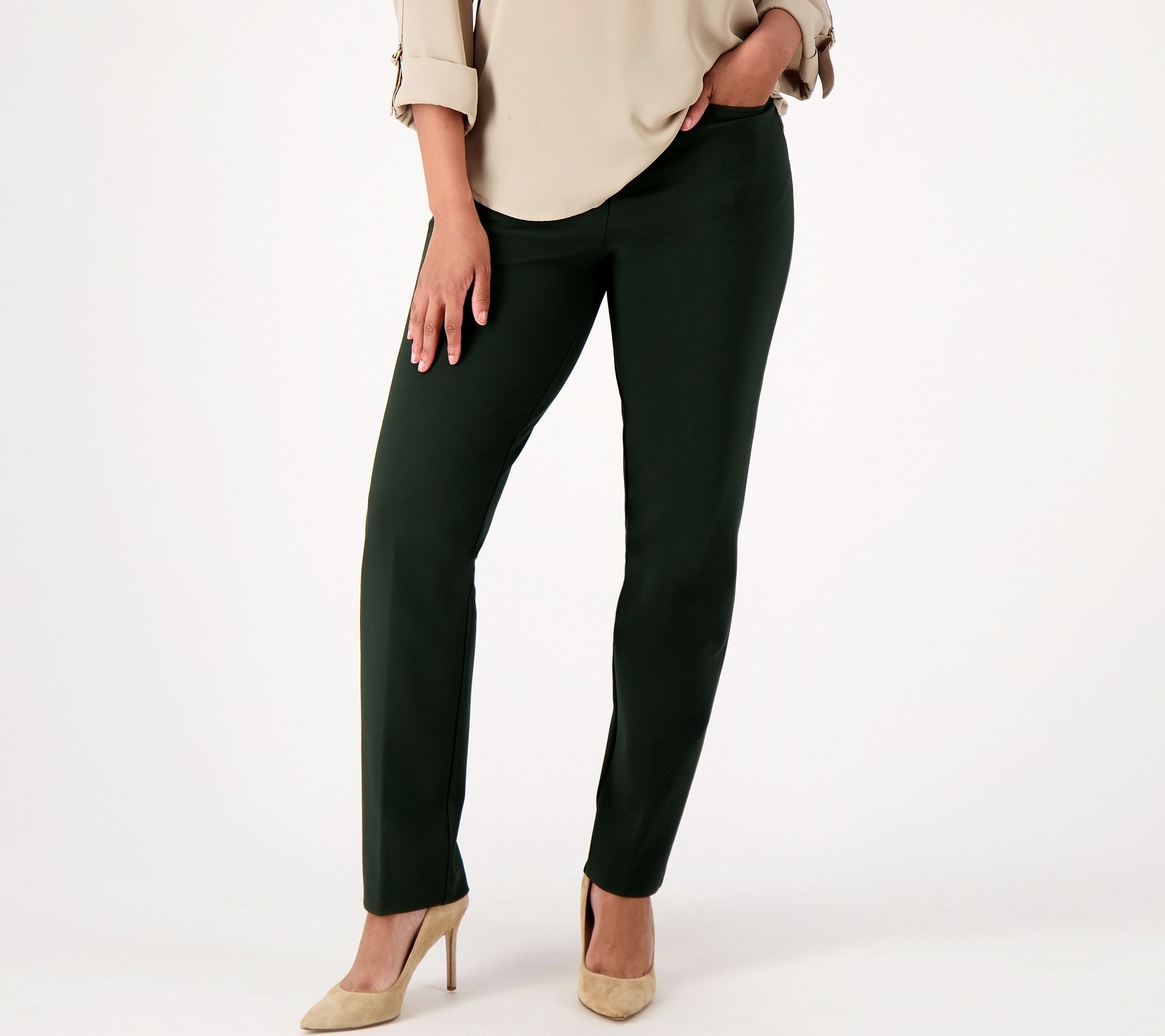 "As Is" Susan Graver Regular Smart Ponte Knit Slim Leg Pant