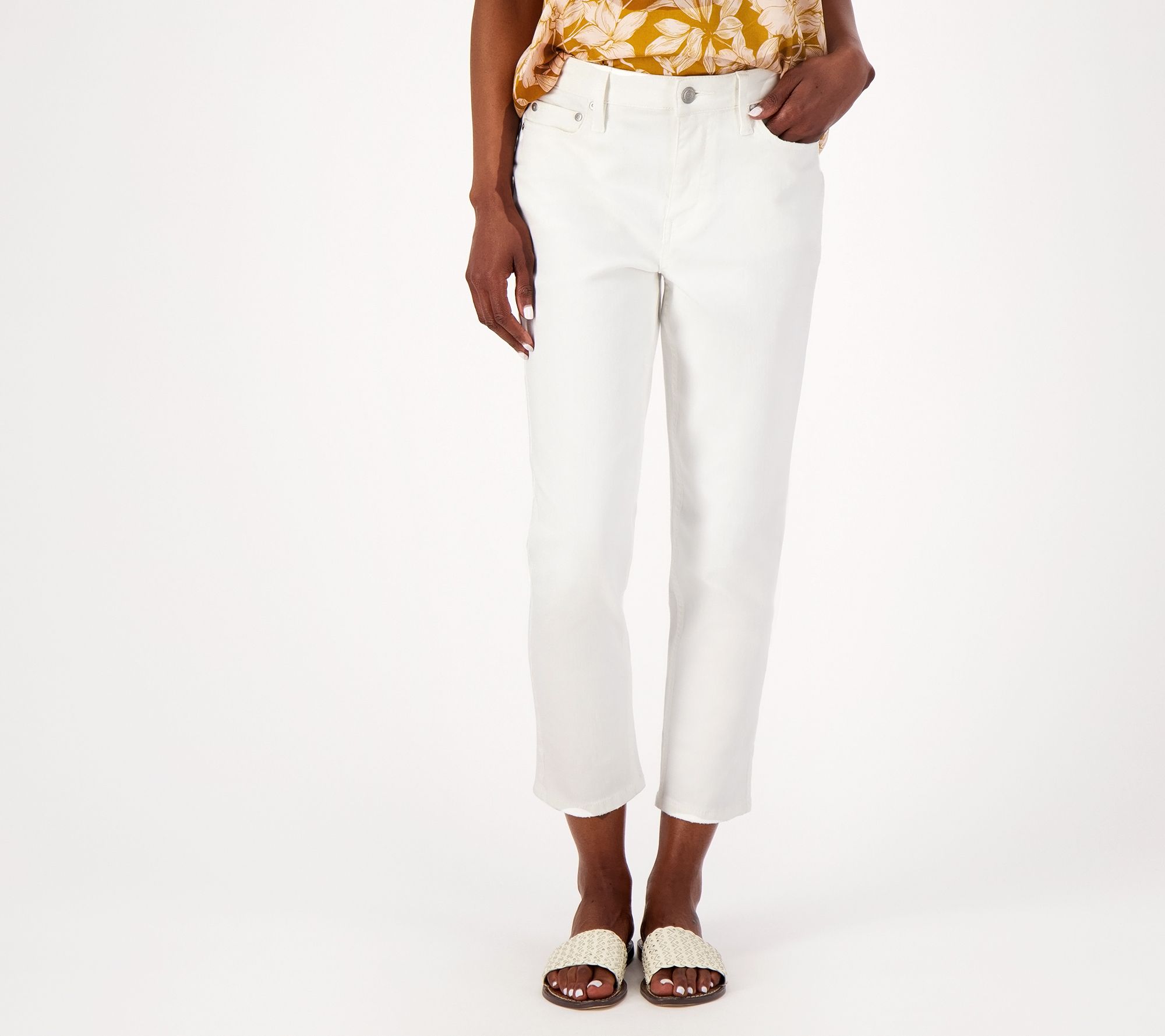 "As Is" Candace Cameron Bure Regular Pacific Denim Cropped Jean- White