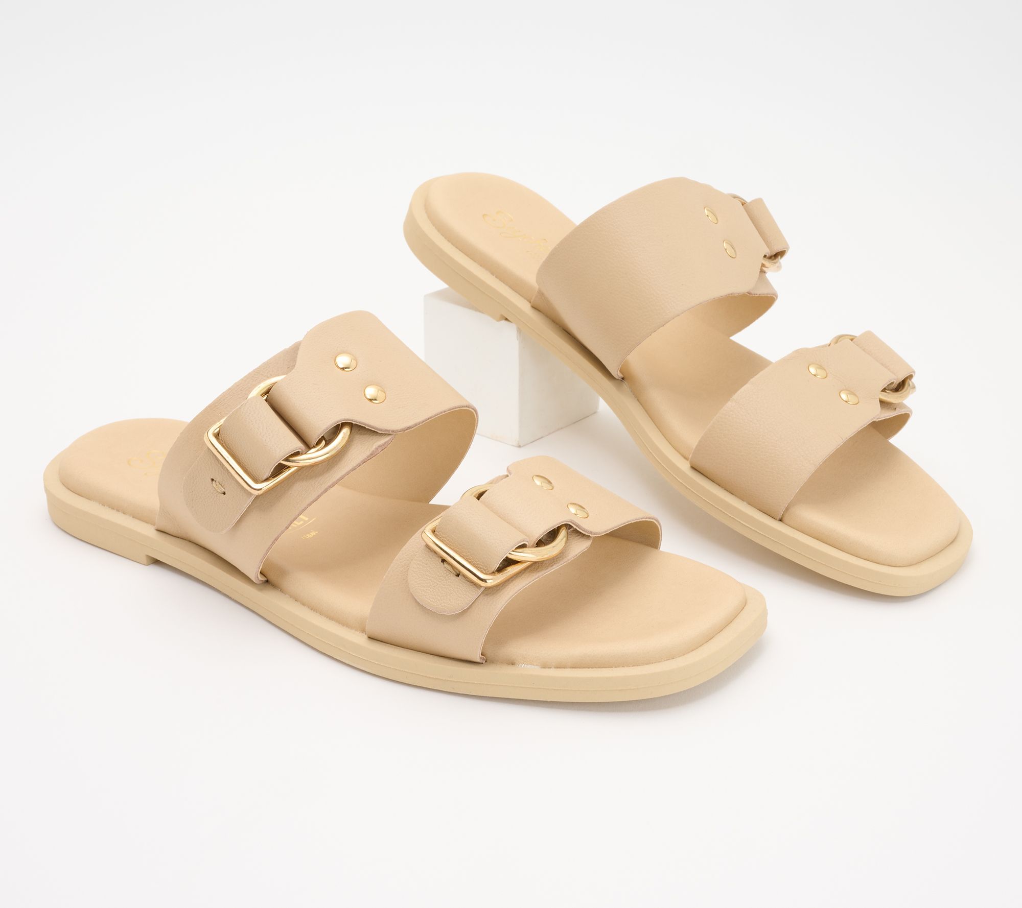"As Is" Seychelles Buckle Leather Slide Sandals - Admire Me