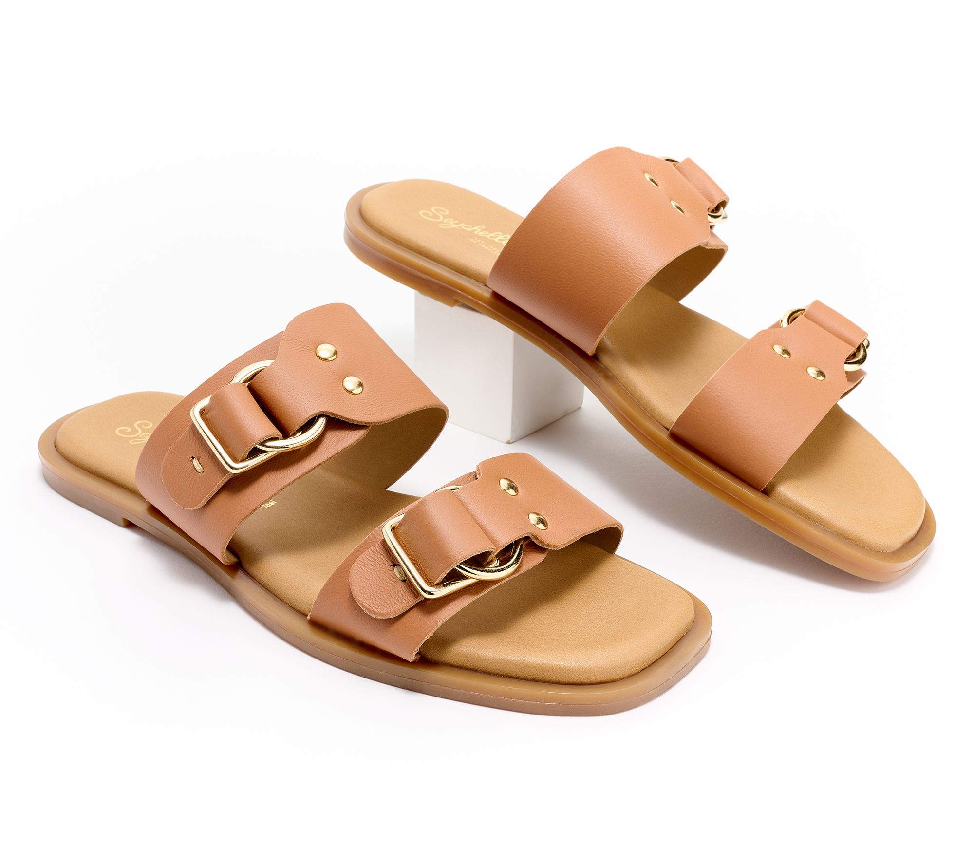 "As Is" Seychelles Buckle Leather Slide Sandals - Admire Me