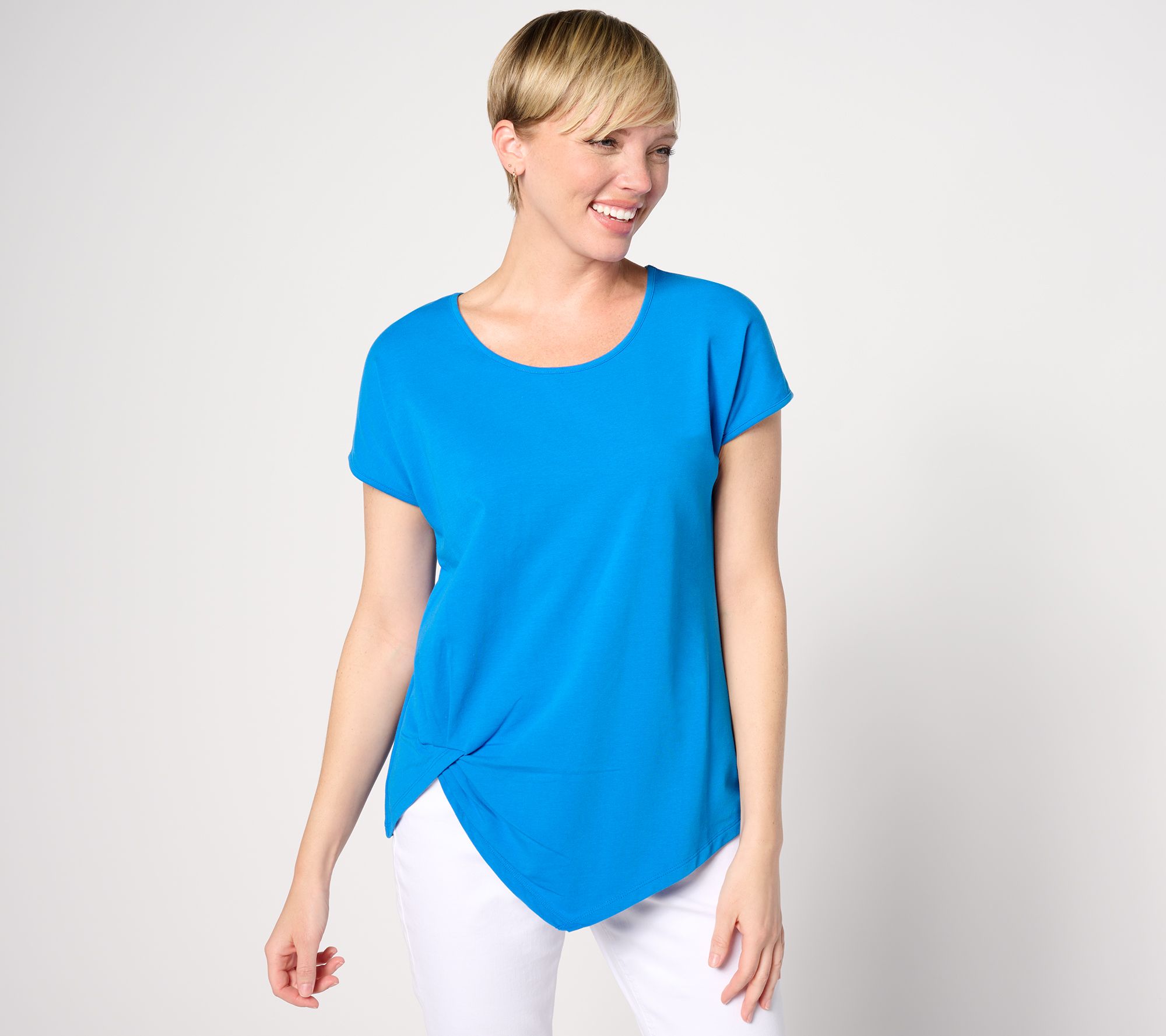 Attitudes by Renee Washed Cotton Top w/ Twist Pleat Detail