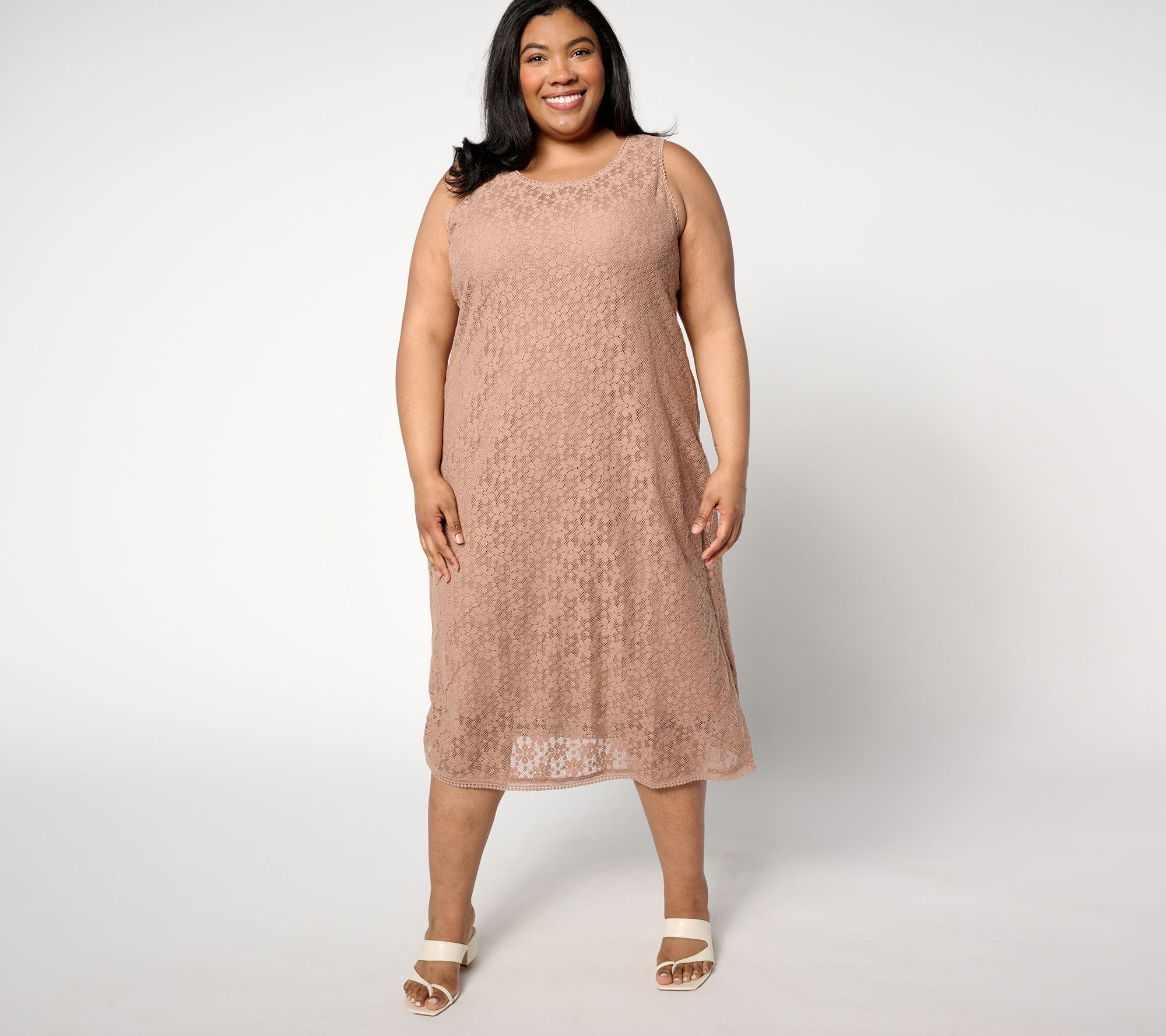 Isaac Mizrahi Live! Regular Bridgehampton Crochet Lace Midi Dress