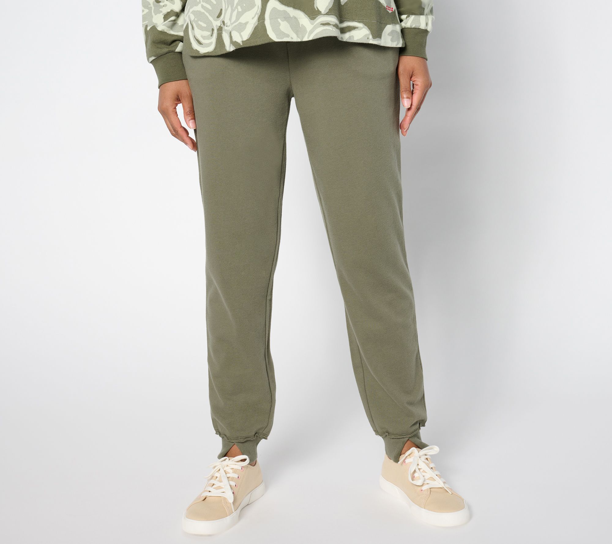 Peace Love World Petite Mixed Media Split Hem Jogger