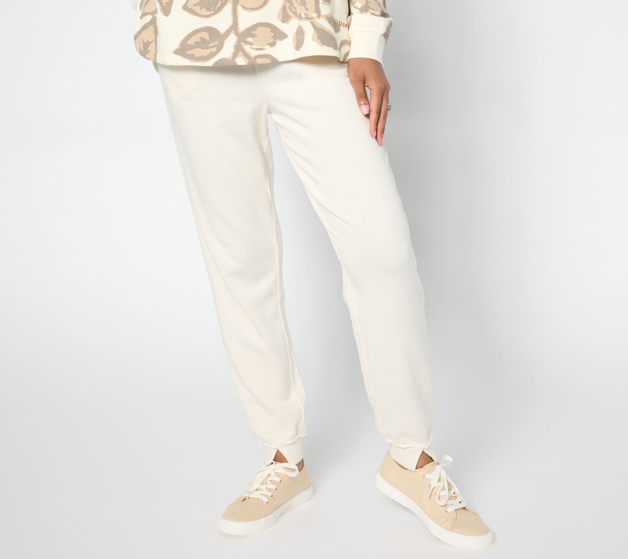 Peace Love World Petite Mixed Media Split Hem Jogger