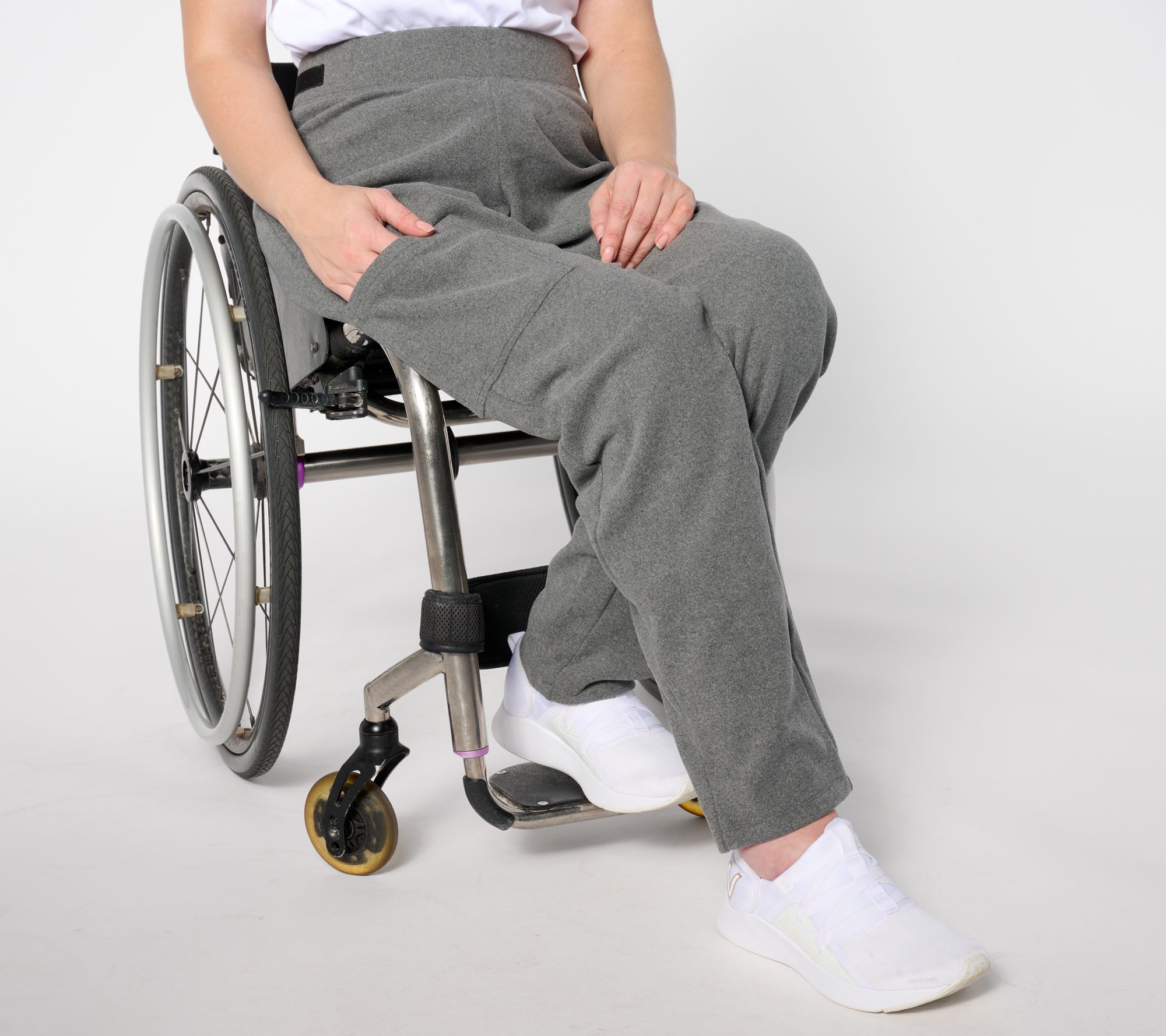 "As Is" Denim & Co. Adaptive Active Fleece Lightly Pant Wheelchair Fit