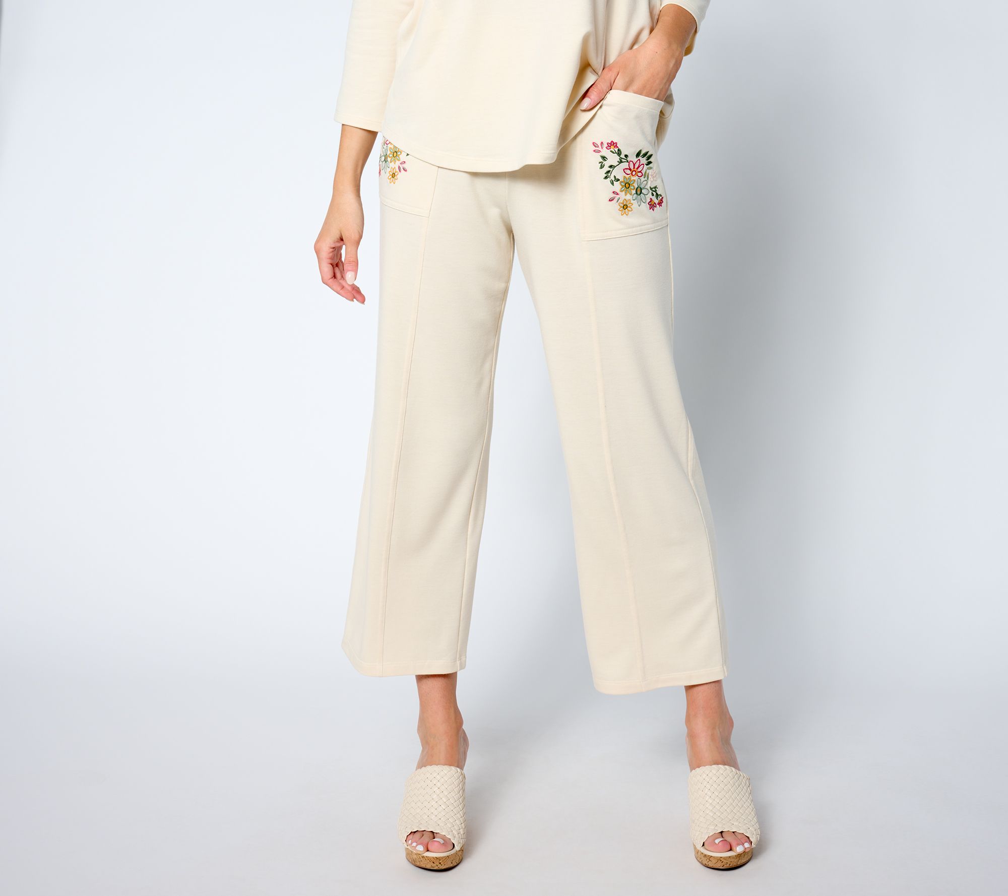 LOGO Life by Lori Goldstein Knit Pull-On Wide Leg Pants