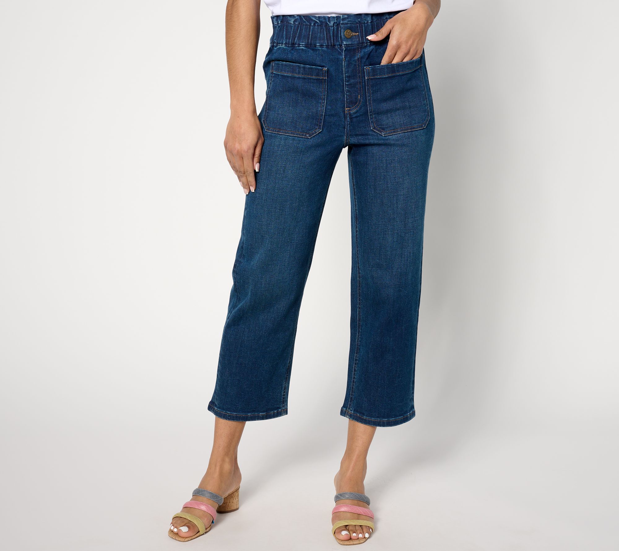 "As Is" Denim & Co. Regular Easy Stretch Straight Leg Crop Jean