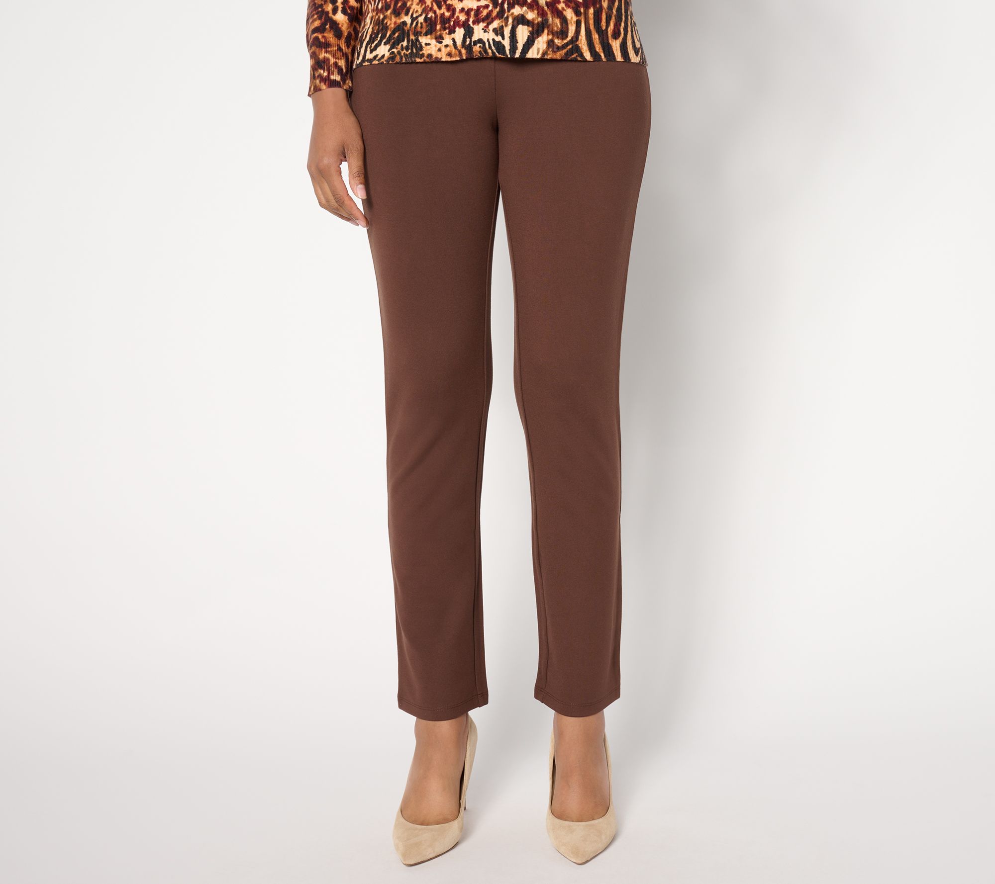 Women With Control Petite Ponte Straight Leg Trousers