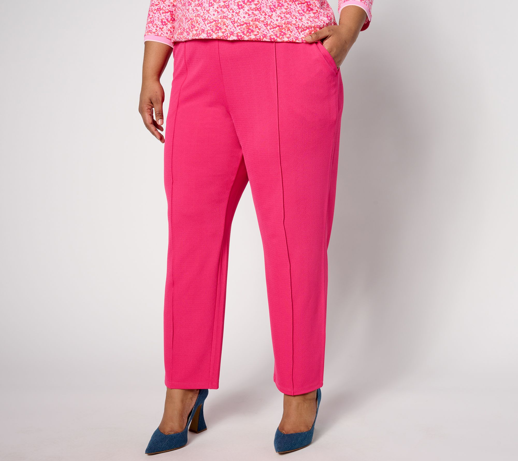 "As Is" Isaac Mizrahi Live! Petite Pebble Knit Ankle Pant with Pintuck