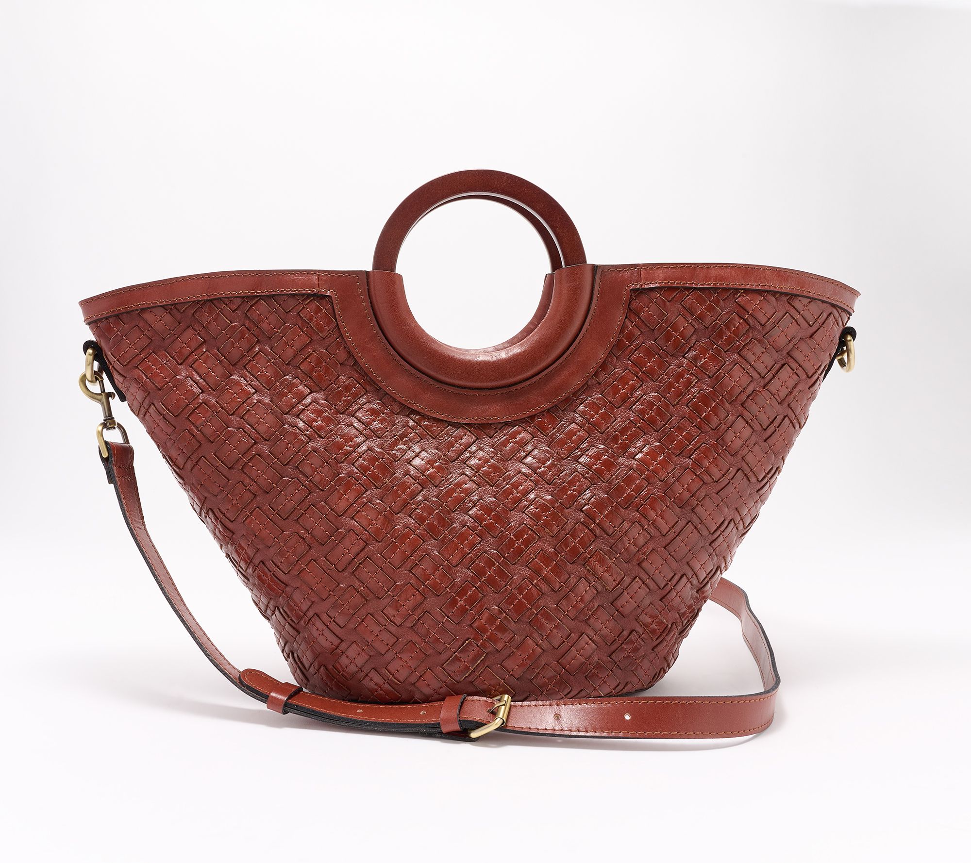 "As Is" Patricia Nash Braided Leather Luni Dome Tote w/ Strap