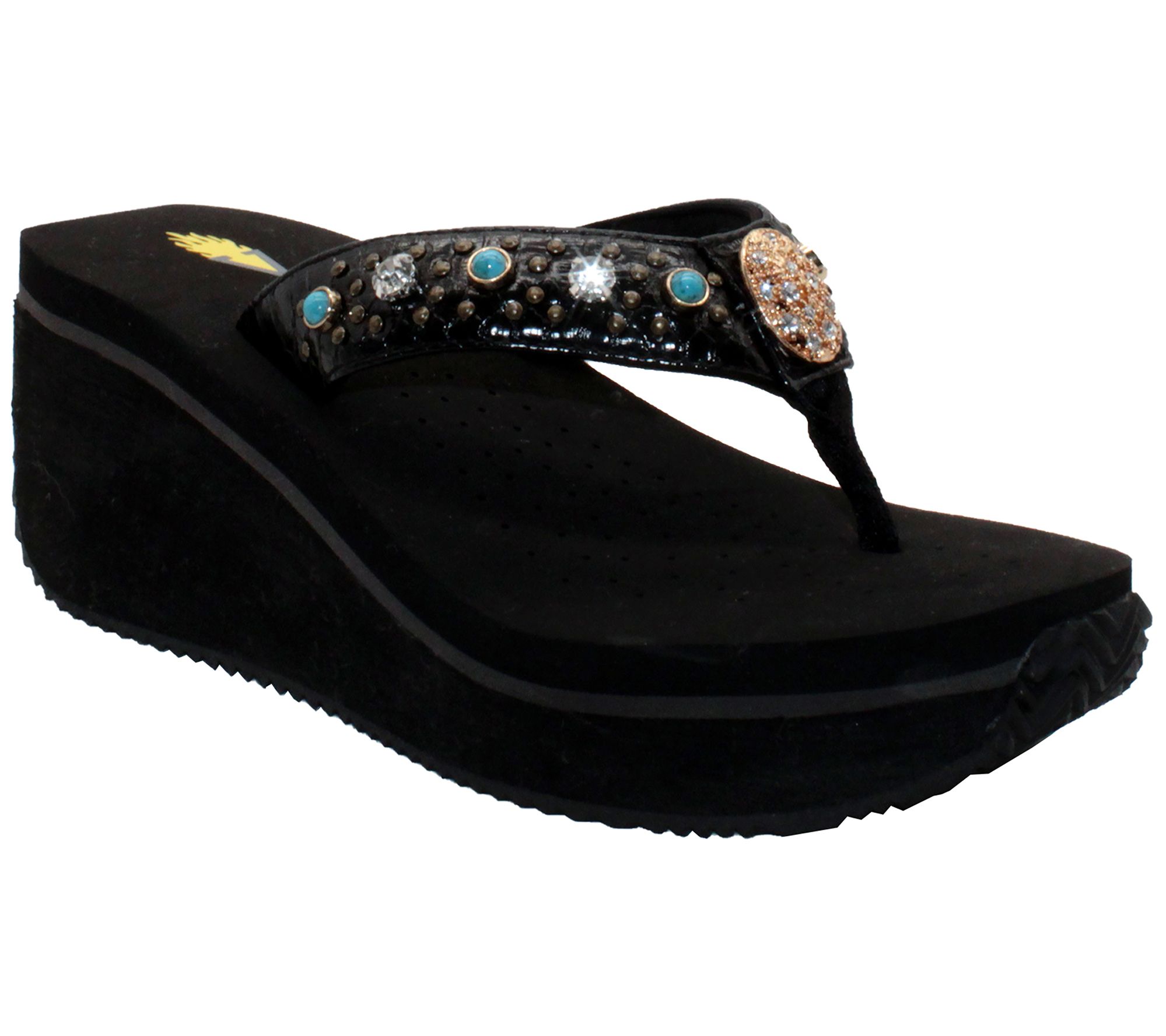 Volatile Bejeweled Wedge Thong Sandal- Gypsy