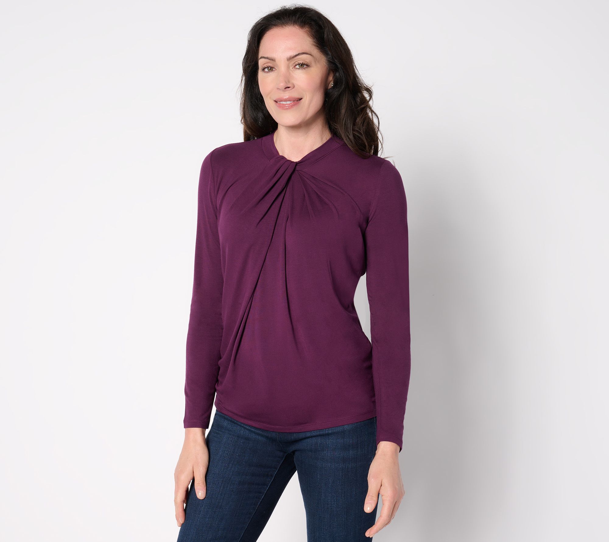 BEAUTIFUL by Lawrence Zarian Twisted Neckline Long- Sleeve Knit Top
