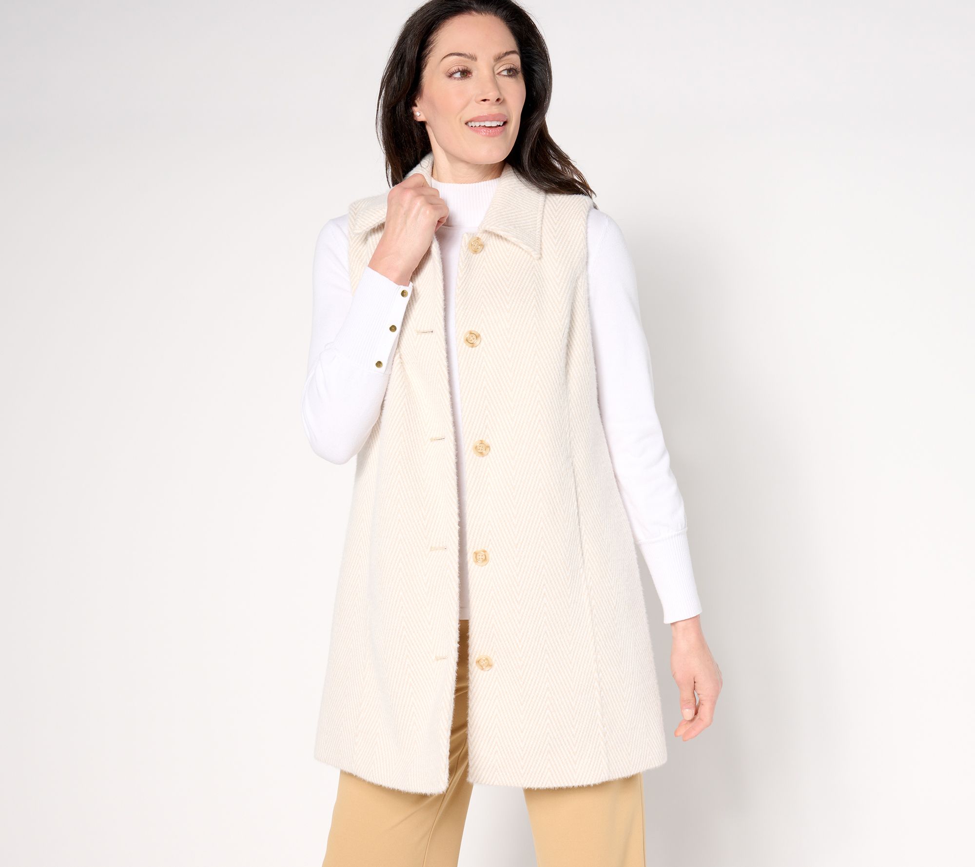 GRAVER Susan Graver Petite Knit Jacquard Duster Vest