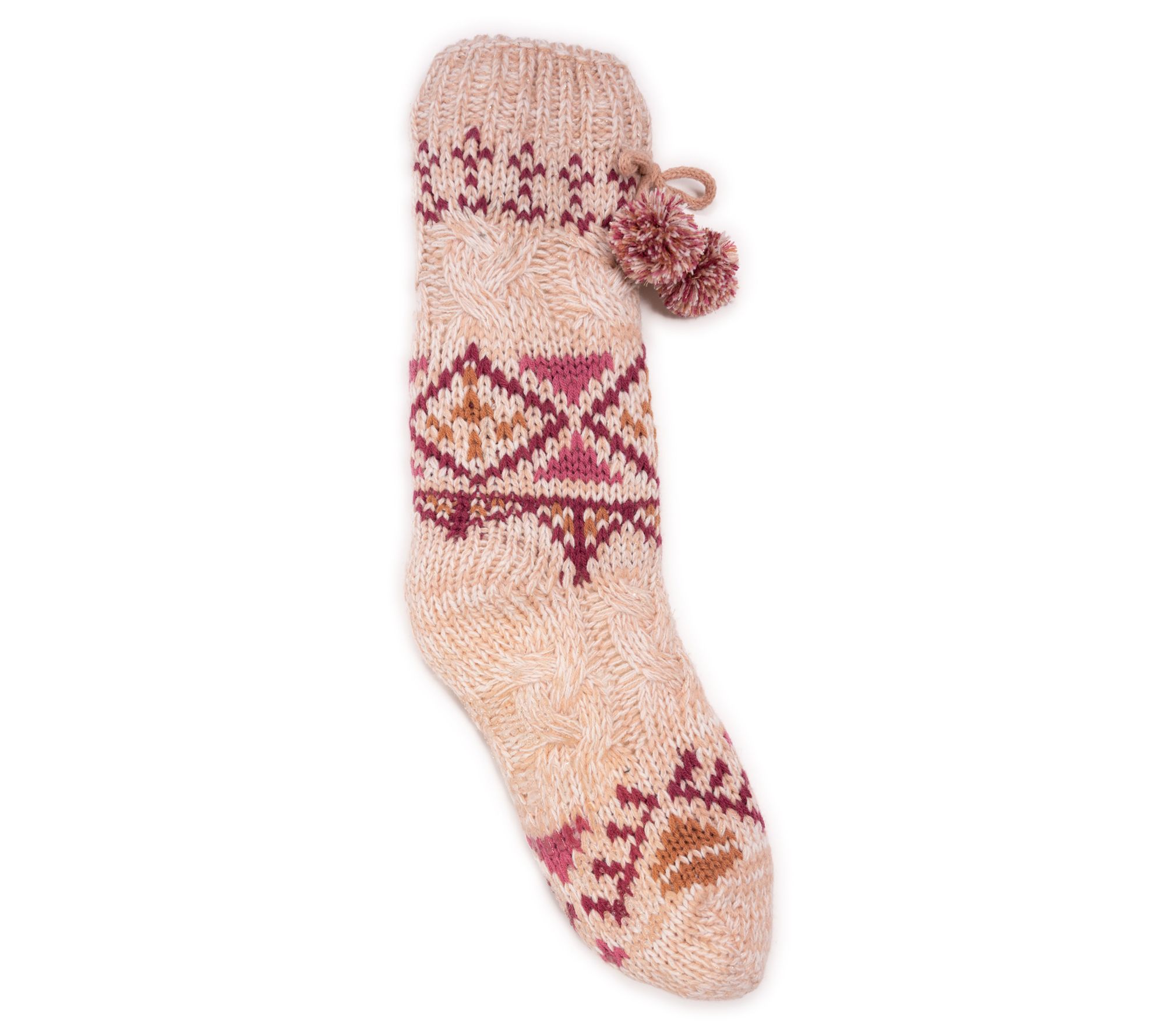 MUK LUKS Women's Keep it Cozy Fair Isle Sherpa Cabin Socks