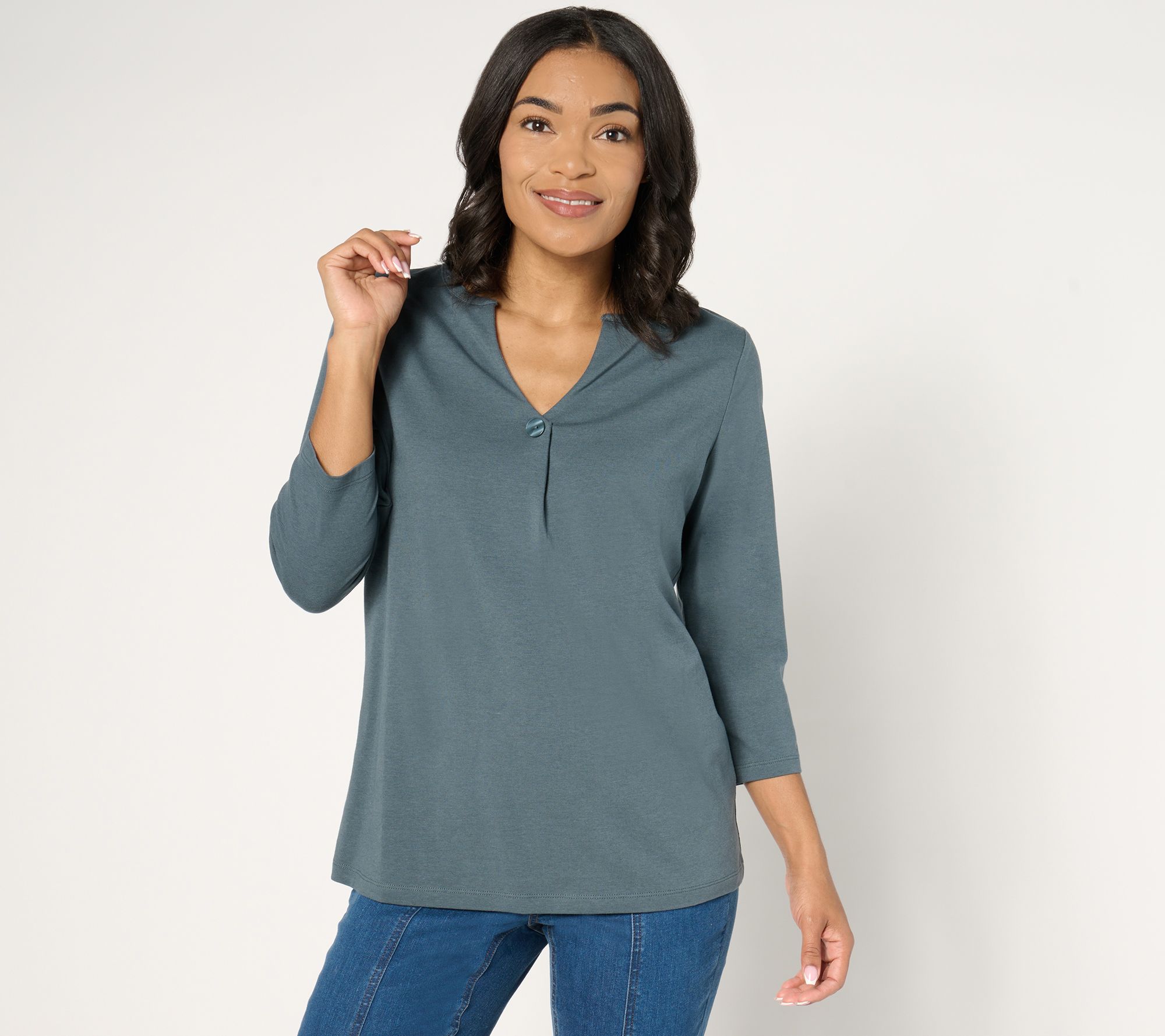 Denim & Co. Essentials Favorite Jersey Crossover V-Neck Top