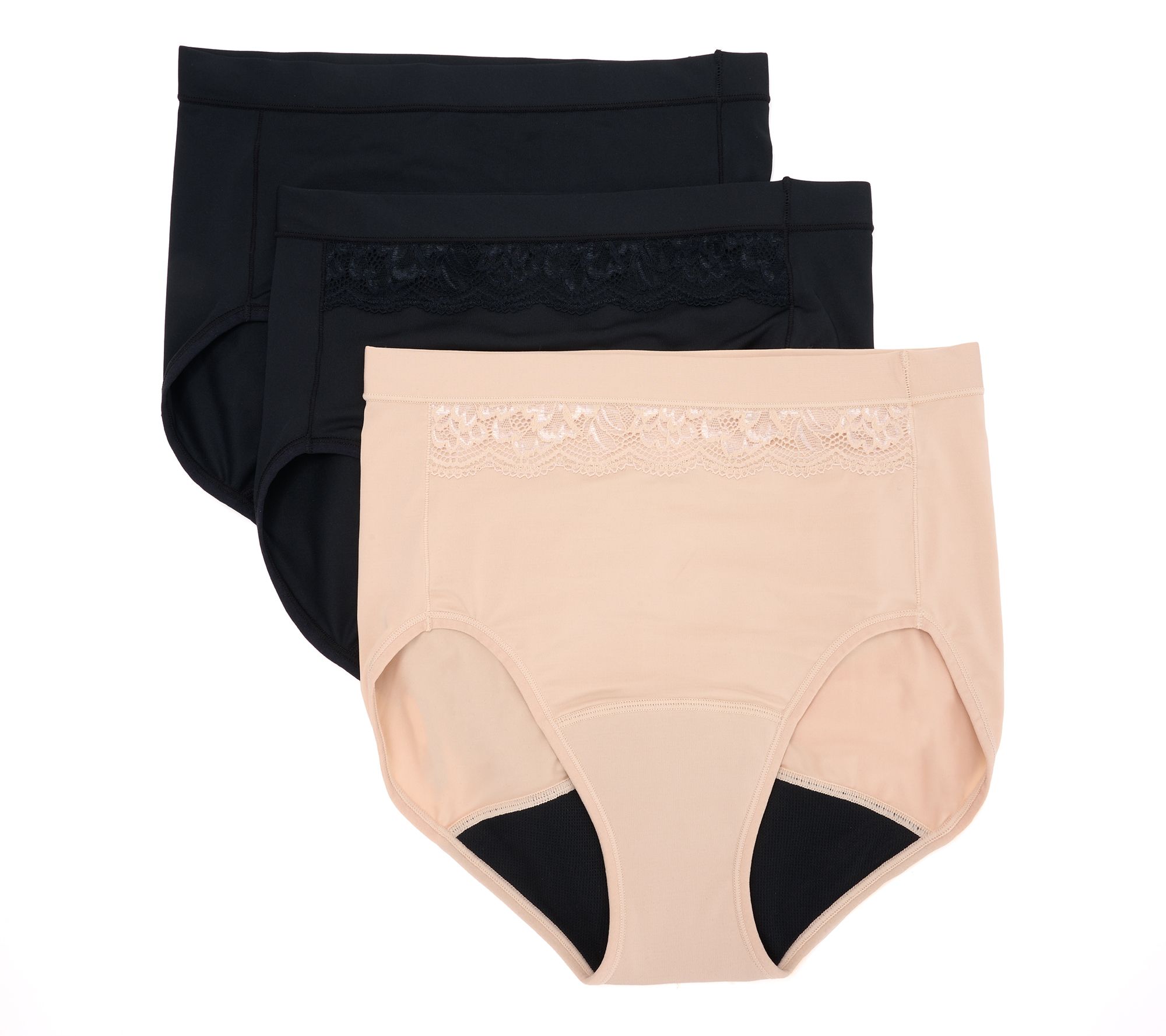 Breezies Natural Curve Leak Proof Hi-Cut Panty Set of 3