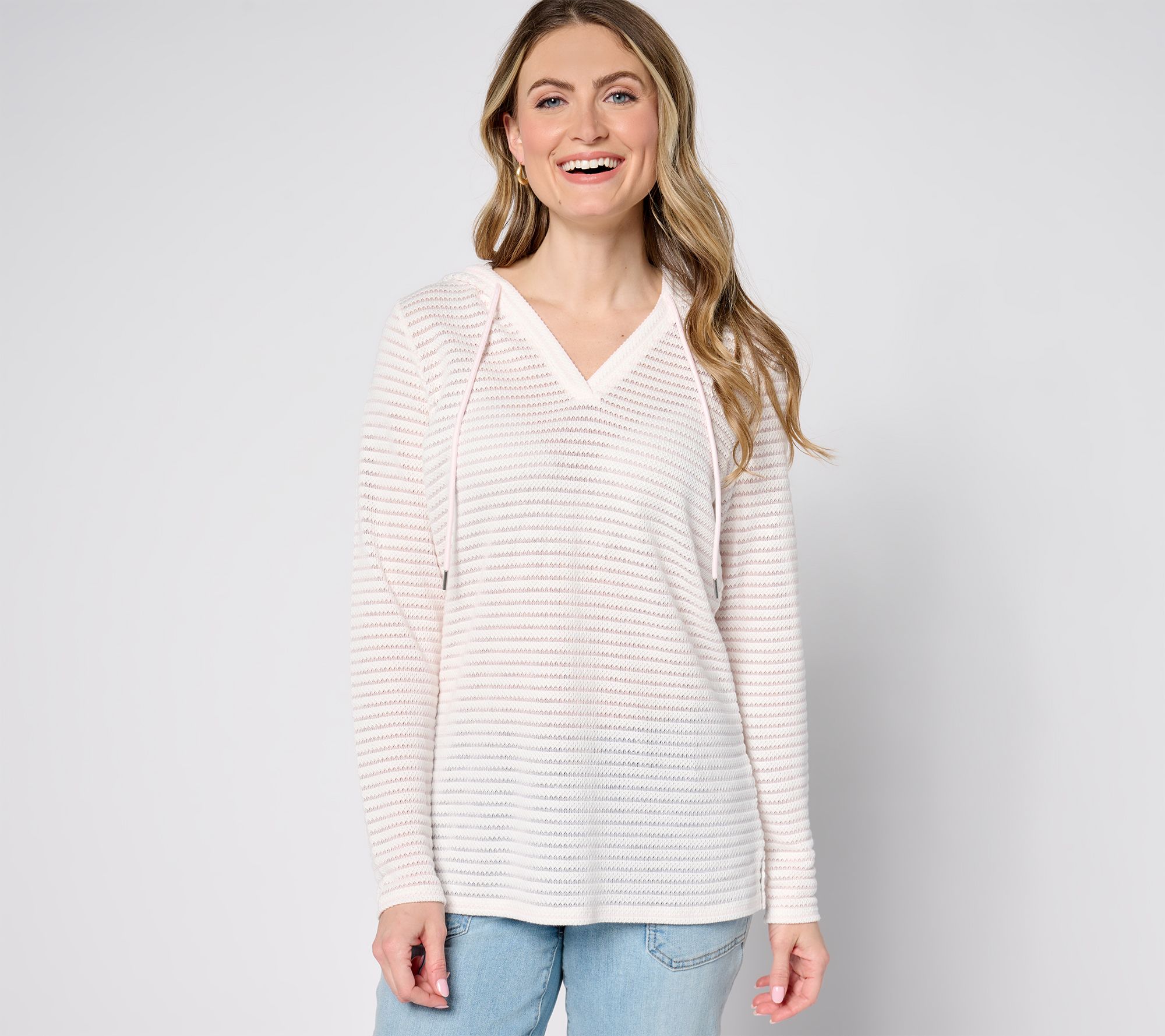 Belle by Kim Gravel Nautical Knit Mariner Stripe Hoodie