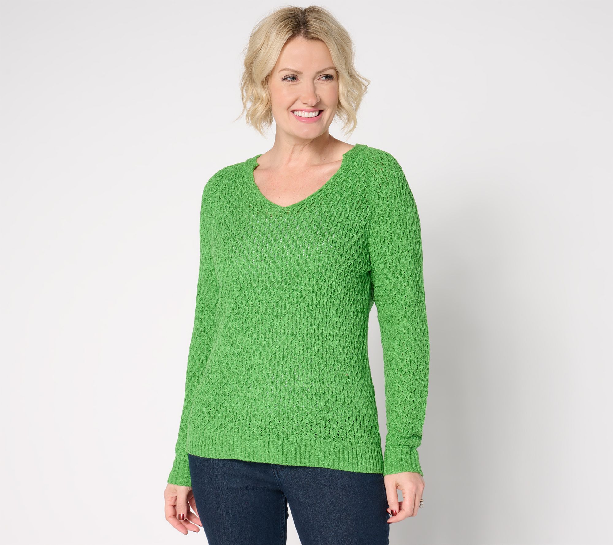 BEAUTIFUL by Lawrence Zarian V-Neck Novelty Stitch Sweater