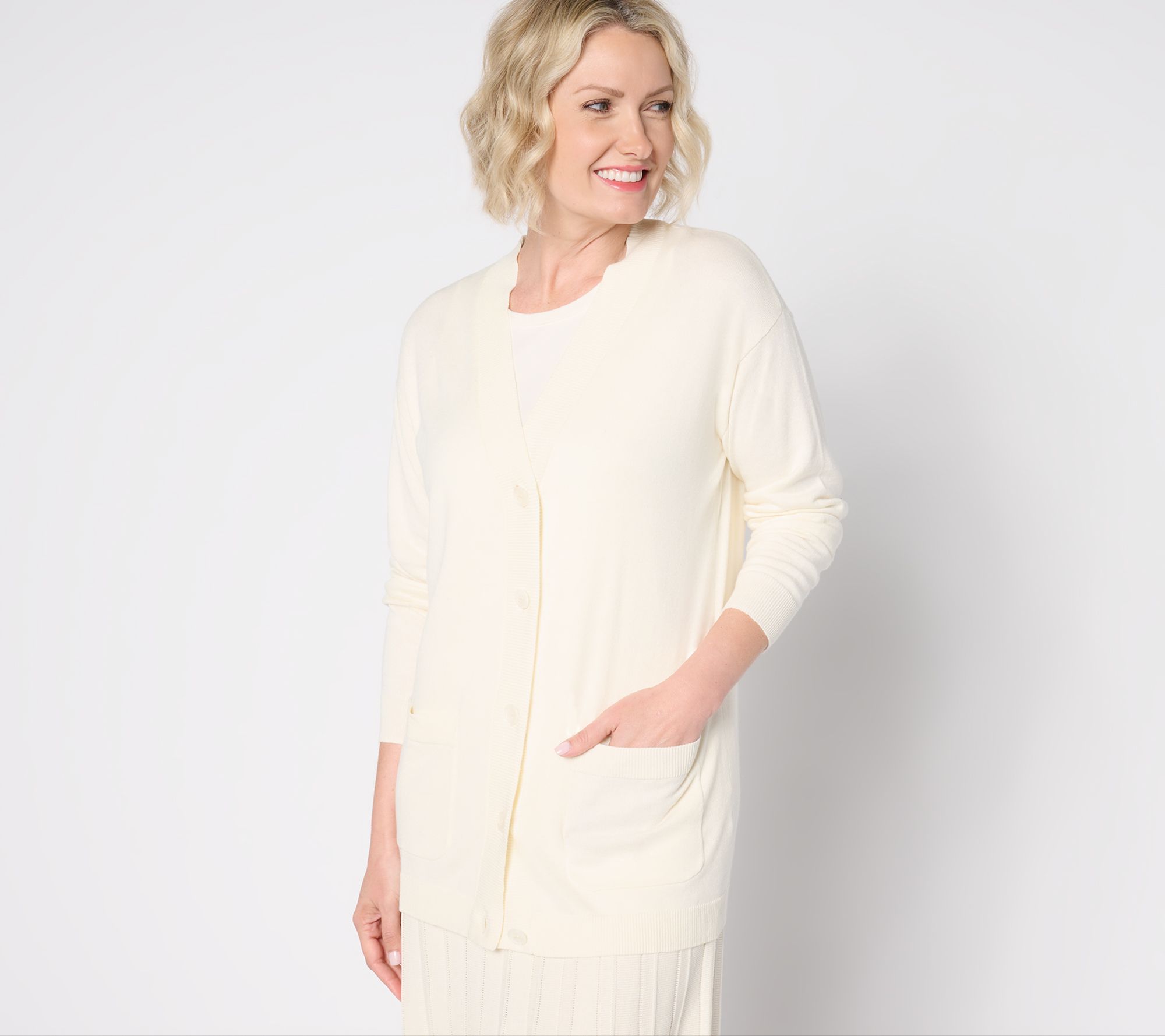 "As Is" Isaac Mizrahi Live! Essentials Relaxed Sweater Cardigan