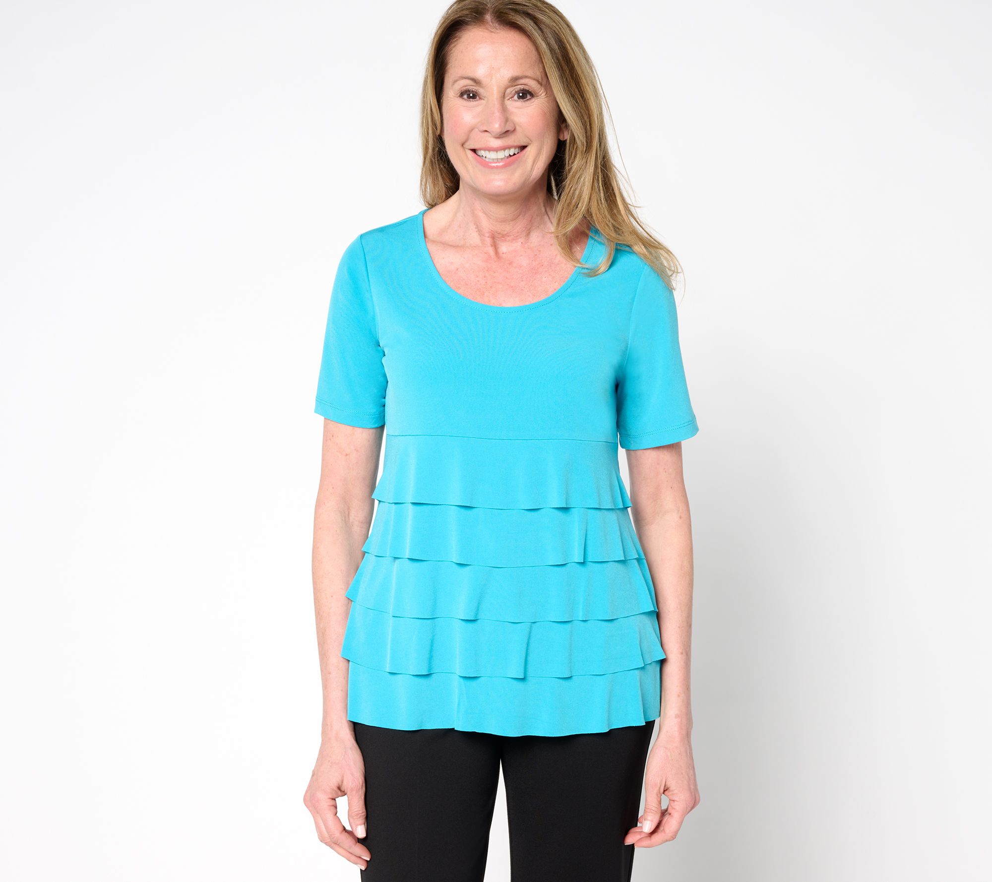 トップス az Sleeveless Asymmetric Button Front Detail Top In Blue And