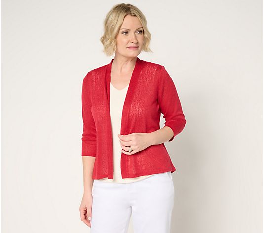 Denim & Co. Essentials 3/4 Sleeve Slub Knit Cardigan - QVC.com Denim & Co. Essentials 3/4 Sleeve Slub Knit Cardigan - QVC.com