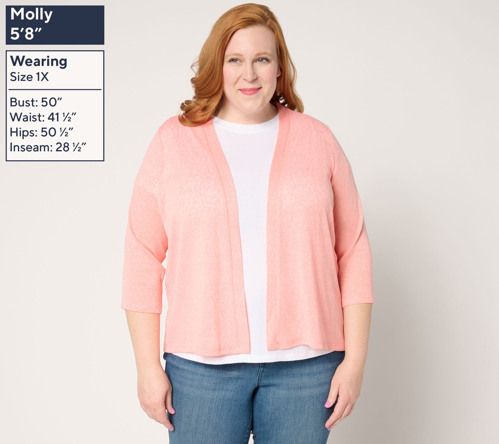 ♧Jasmine♧ページ　SCO-354/CD Denim & Co. Essentials 3/4 Sleeve Slub Knit Cardigan - QVC.com