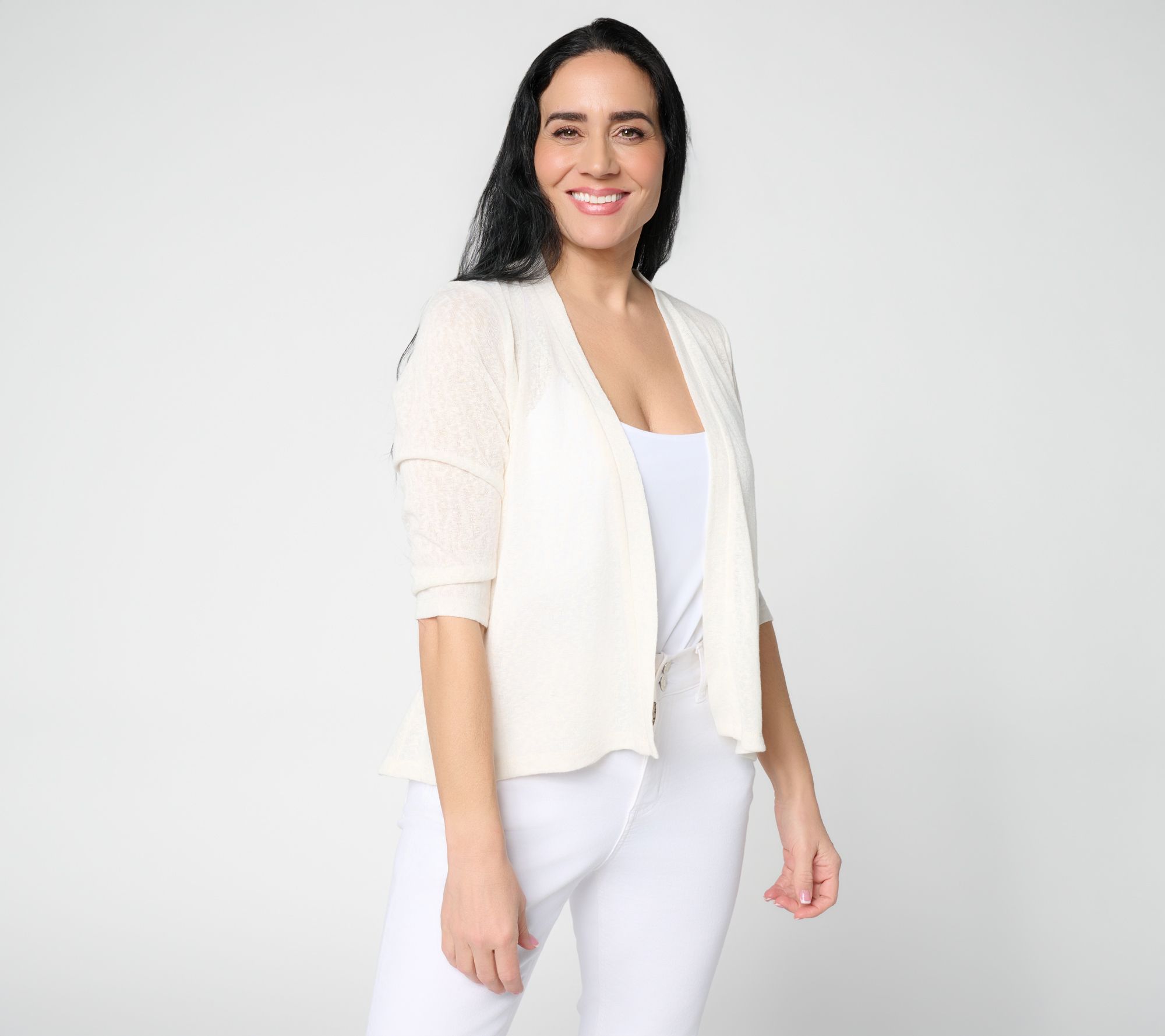 Denim & Co. Essentials 3/4 Sleeve Slub Knit Cardigan