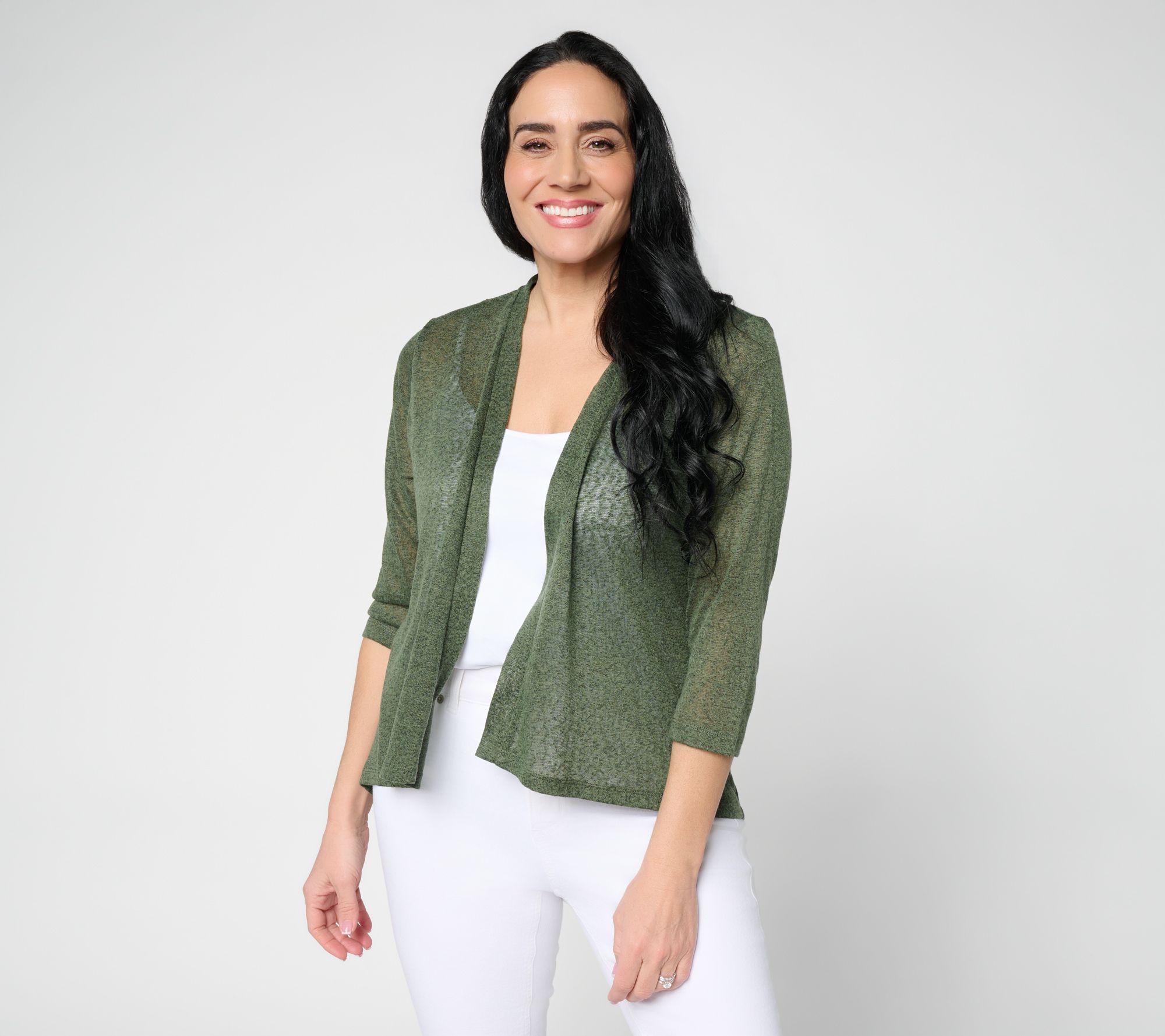 Denim & Co. Essentials 3/4 Sleeve Slub Knit Cardigan