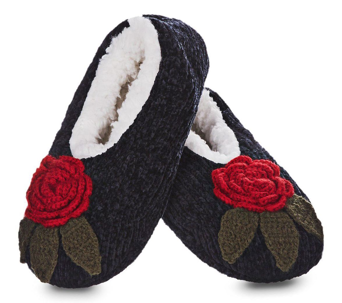 MeMoi Women's Chenille Sherpa-Lined Bow Slippers