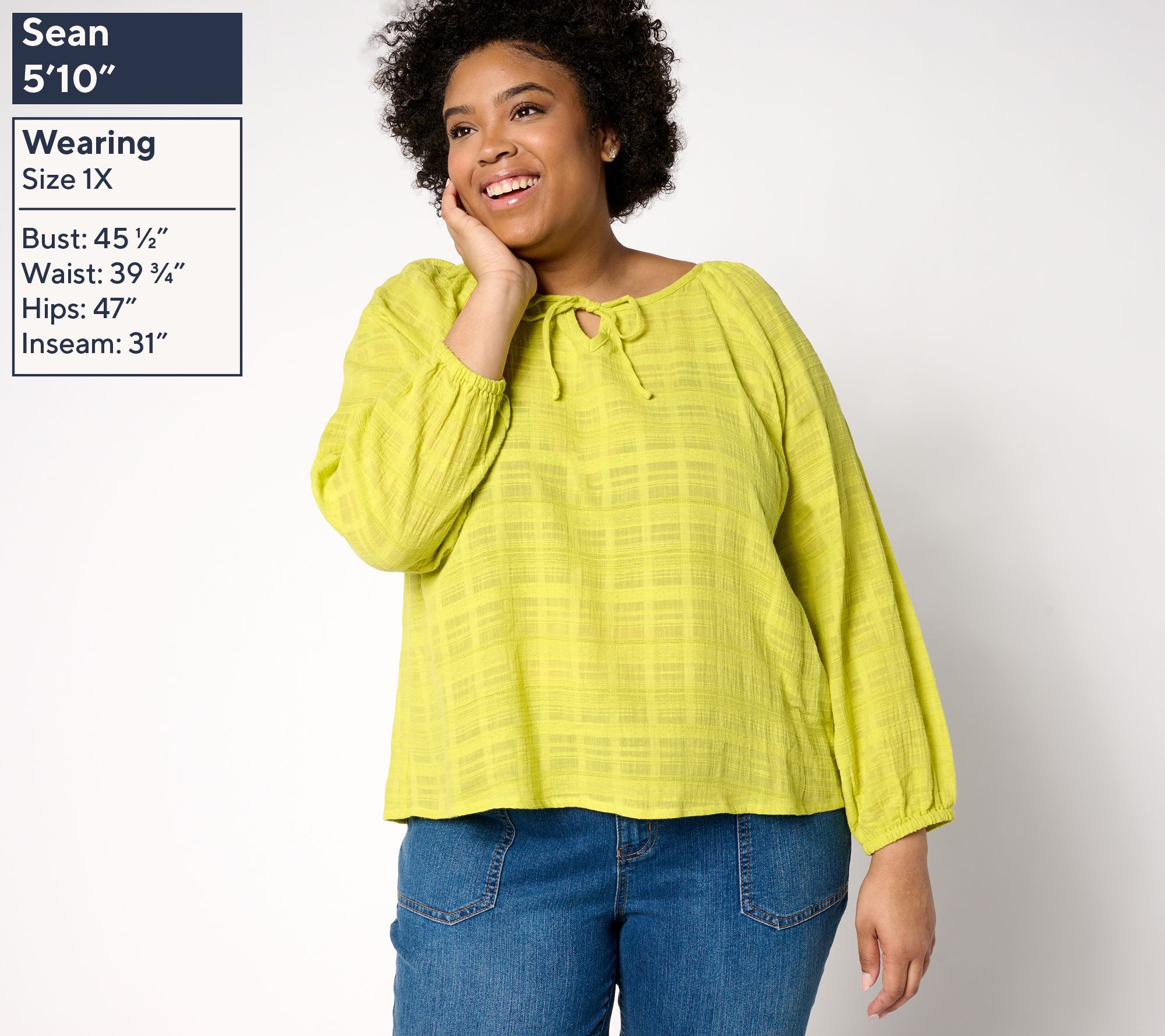 AnyBody Textured Woven Blouse with Tie Neck - QVC.com