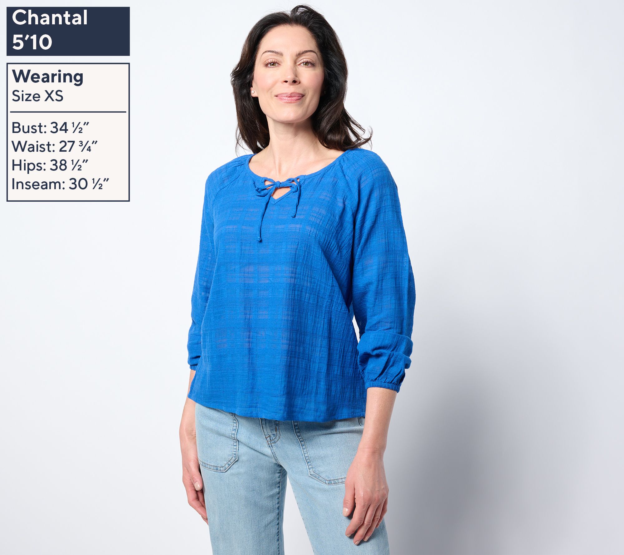 AnyBody Textured Woven Blouse with Tie Neck - QVC.com