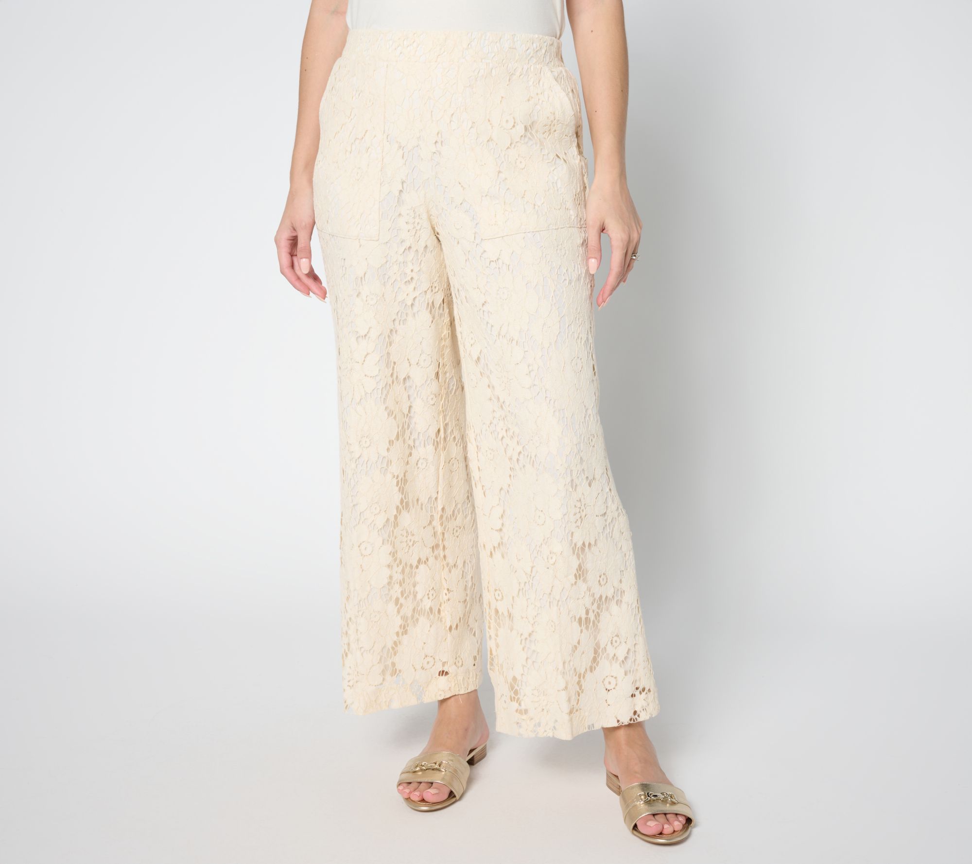 by Stacy London Petite Pull-On Lace Cropped Pant