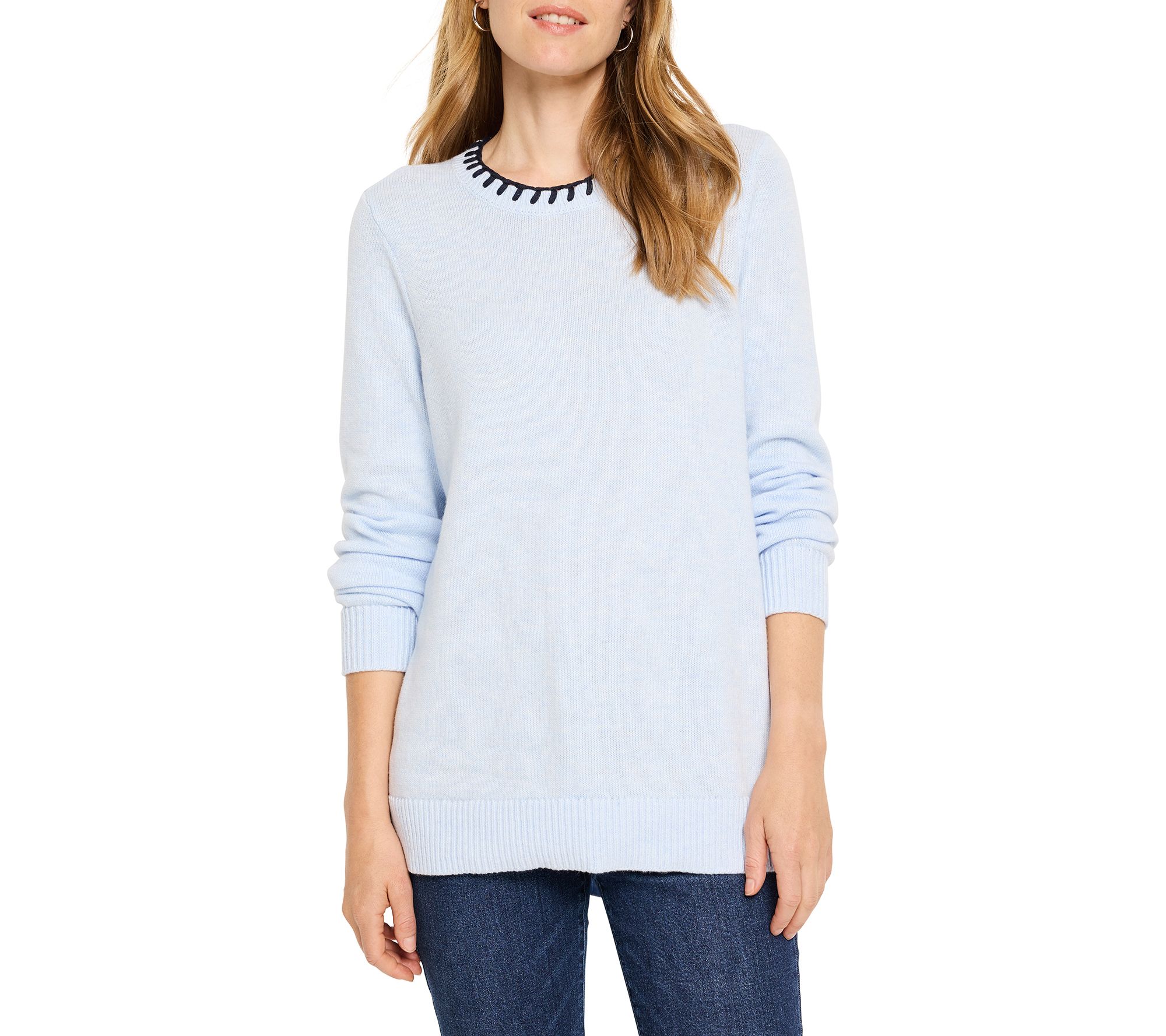 NIC+ZOE Cotton Cashmere Blanket Stitch Sweater | QVC