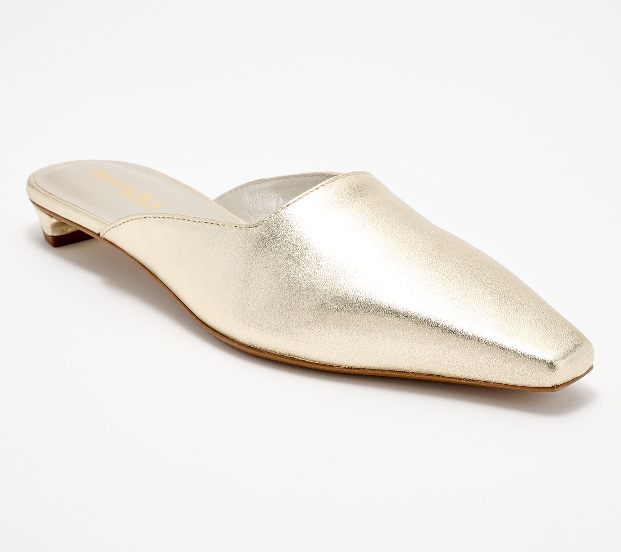 Seychelles Leather Kitten Heels Mules- Mocktail