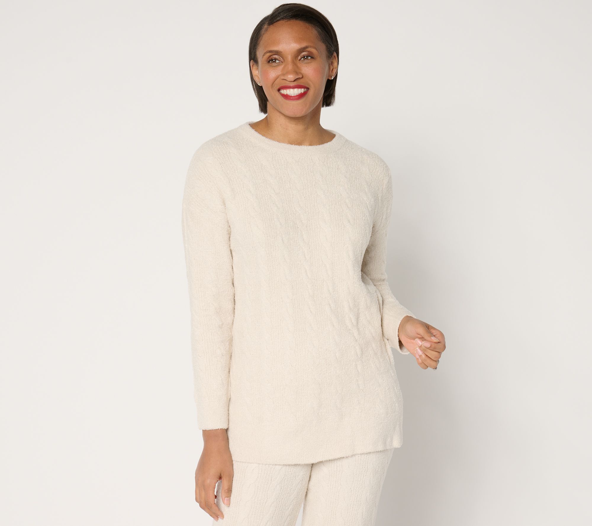"As Is" Barefoot Dreams CozyChic Lite Cable Slit Pullover
