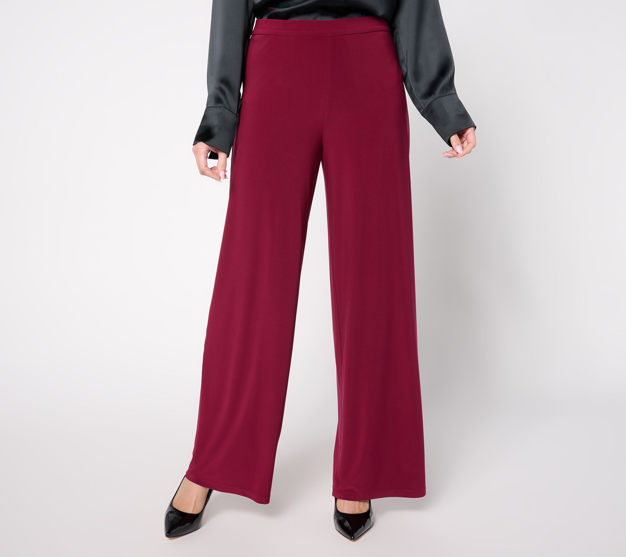 "As Is" Dennis Basso Petite Italia Knit Wide Leg Pants