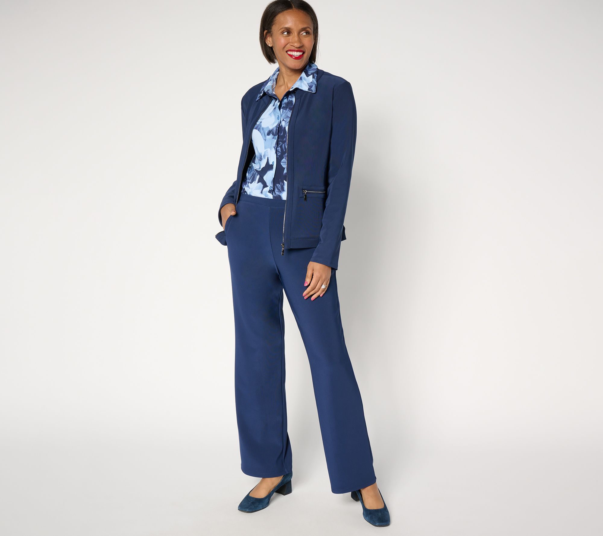 "As Is" Women with Control Petite Euro Knit Jacket & Pant