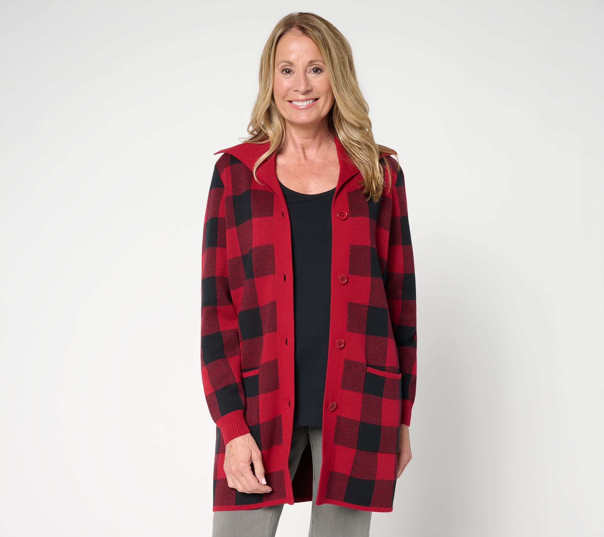 Denim & Co. Regular Button Front Sweater Tunic Cardigan