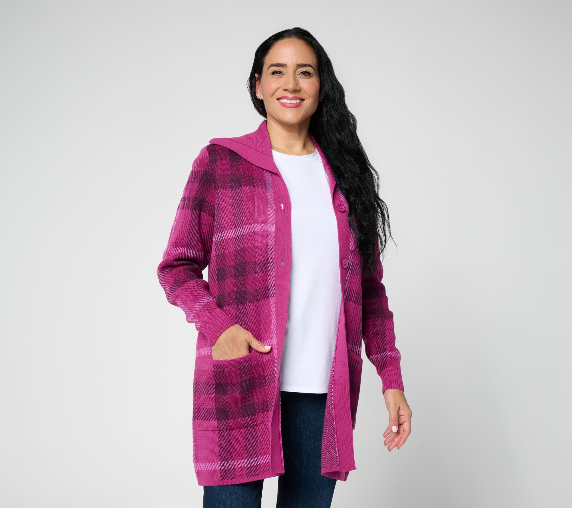 Denim & Co. Regular Button Front Sweater Tunic Cardigan