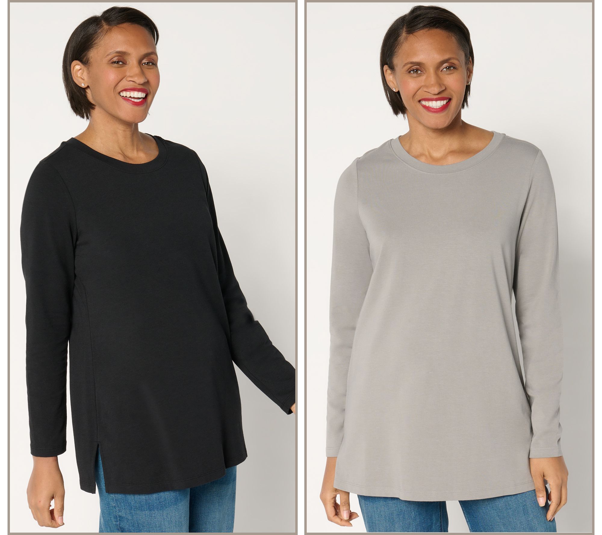 "As Is" Denim & Co. Essentials Favorite Jersey 2-Pack Round Neck Tops