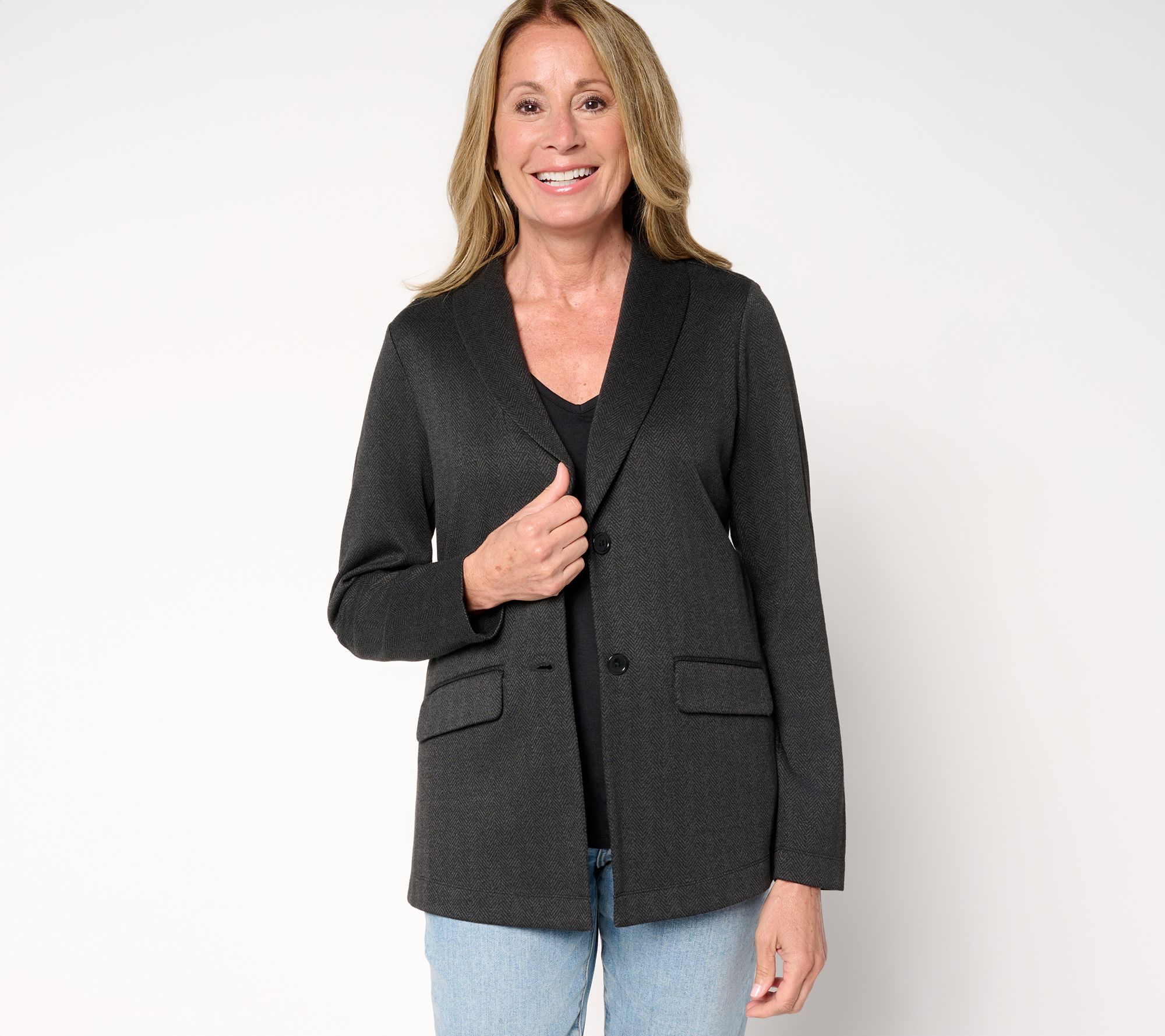 Denim & Co. Regular Knit Jacquard Blazer