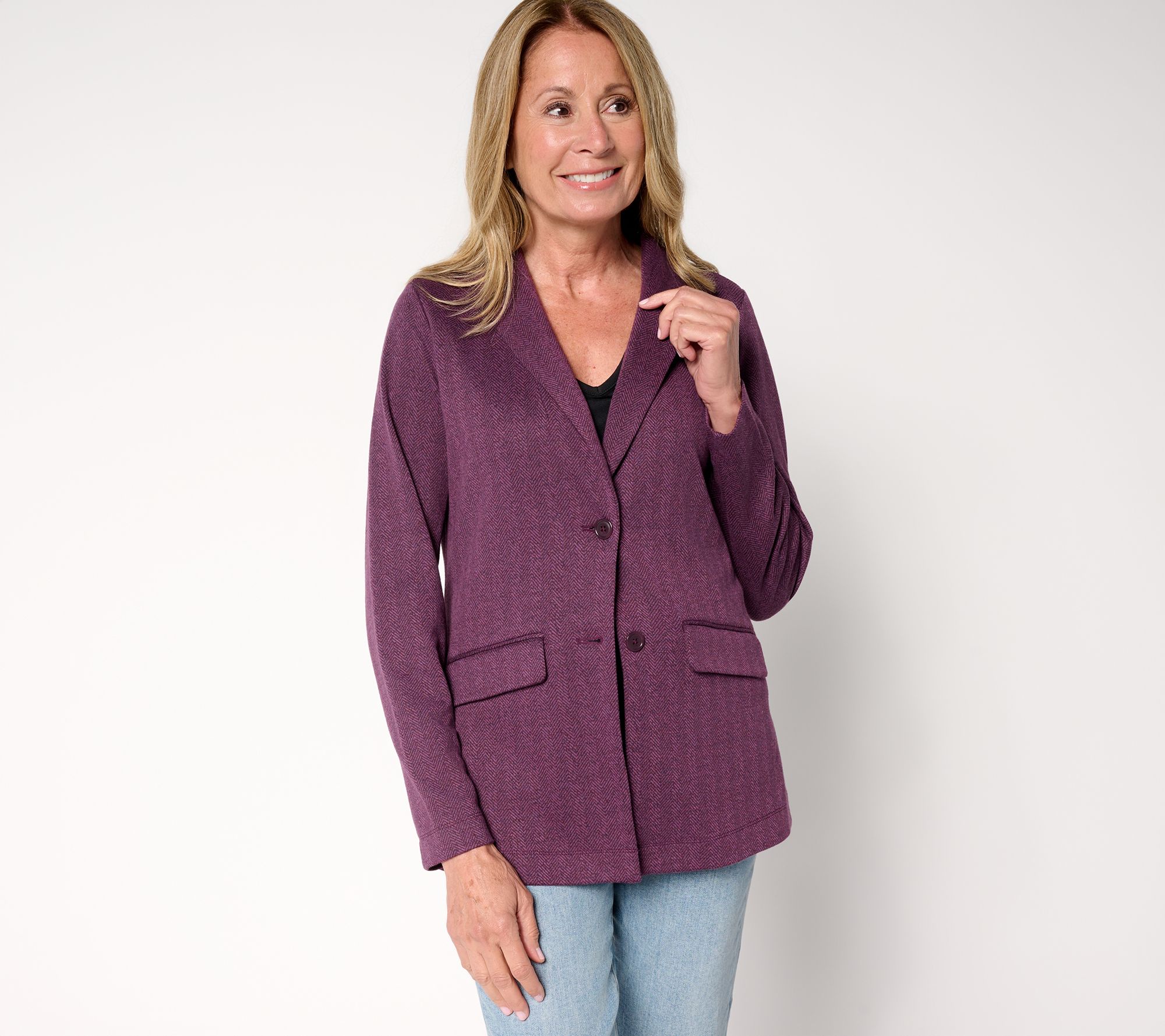 Denim & Co. Regular Knit Jacquard Blazer