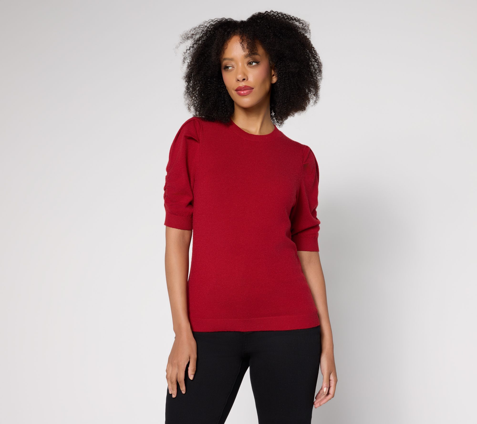 RM Studio x Rebecca Minkoff Ruched Short Sleeve Sweater